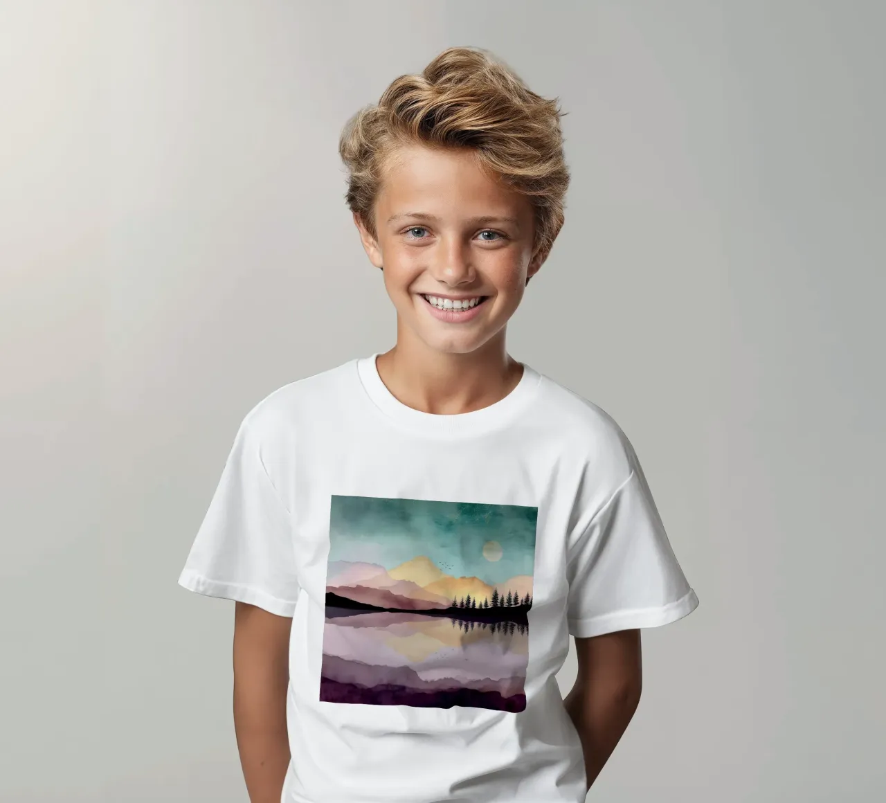 Dreaming Pines - Reflections Beneath a Blushing Sky t-shirt bambini da Dune