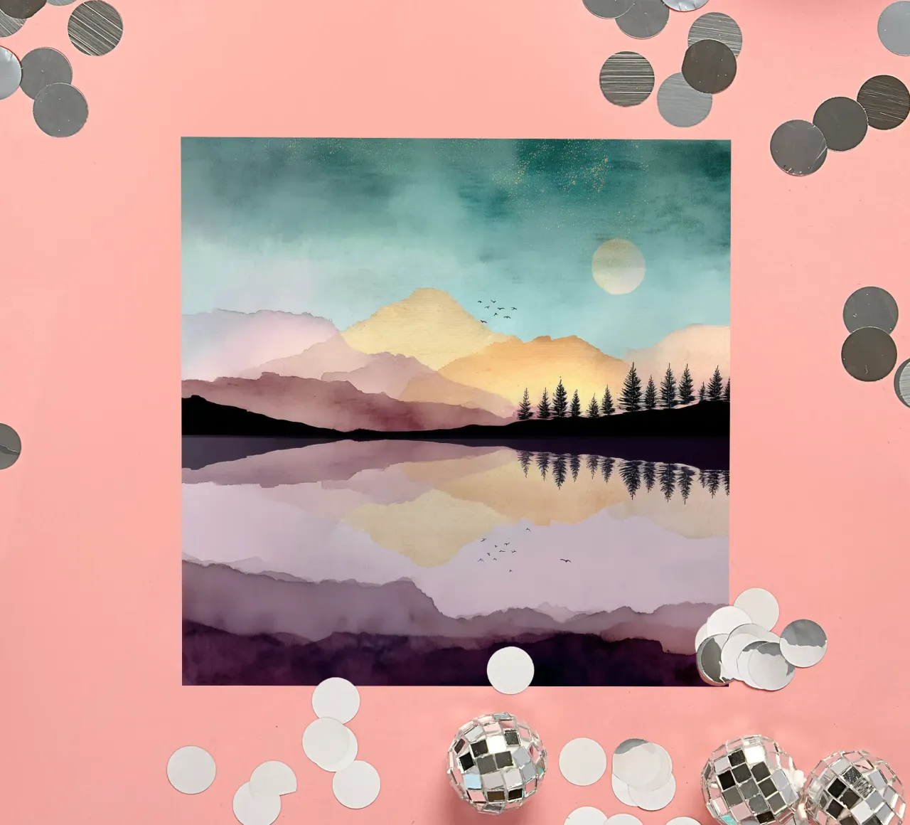 Dreaming Pines - Reflections Beneath a Blushing Sky adesivo da Dune