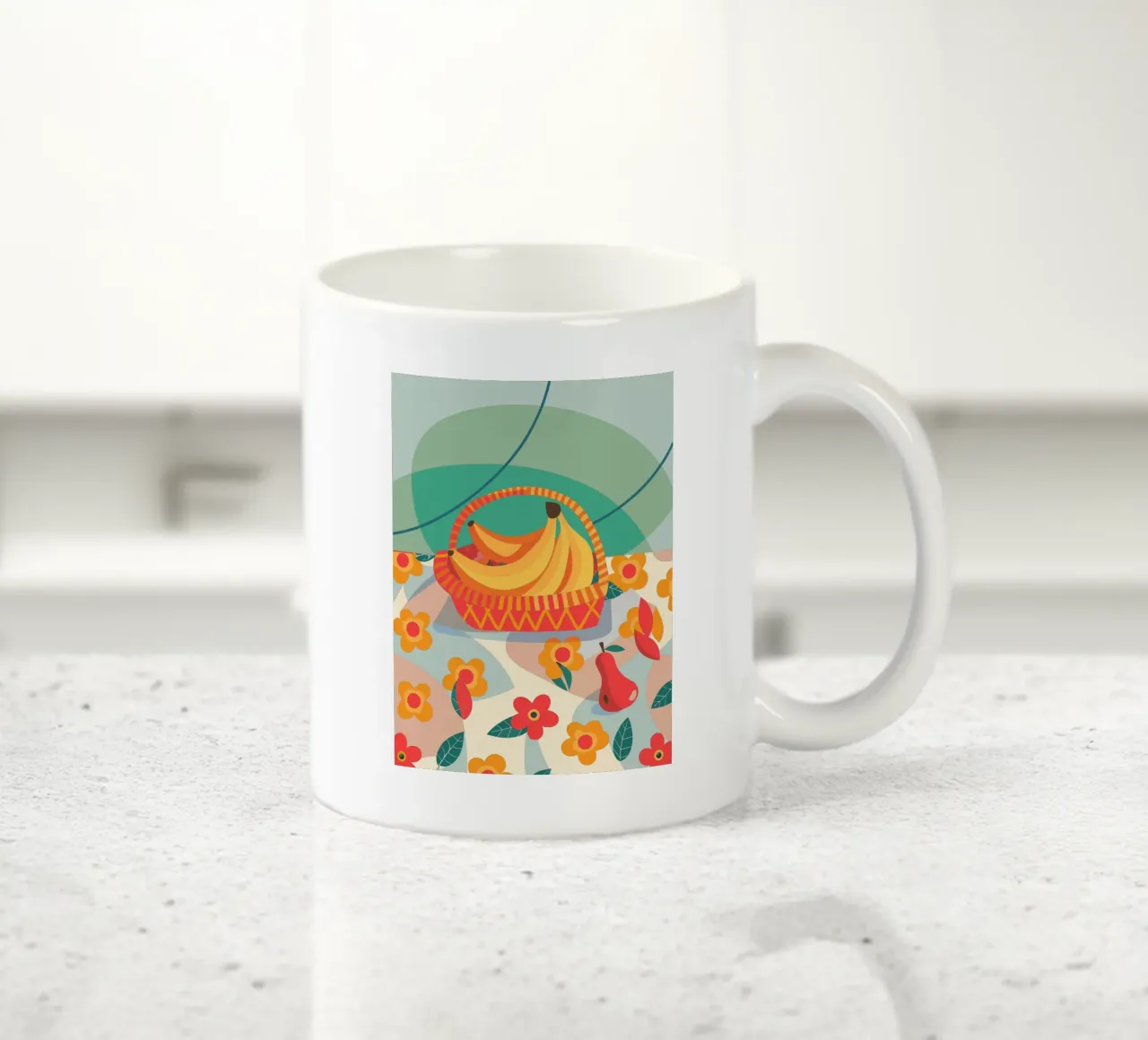 Bananas In The Basket ceramic mug by HAPPY SHOP