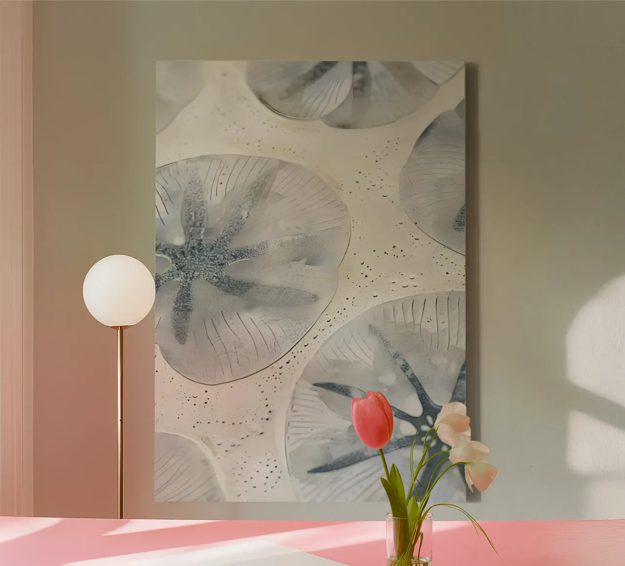 Zanddollar Abstract Kust Neutraal Poster canvas met Baklijst van dawnthesea