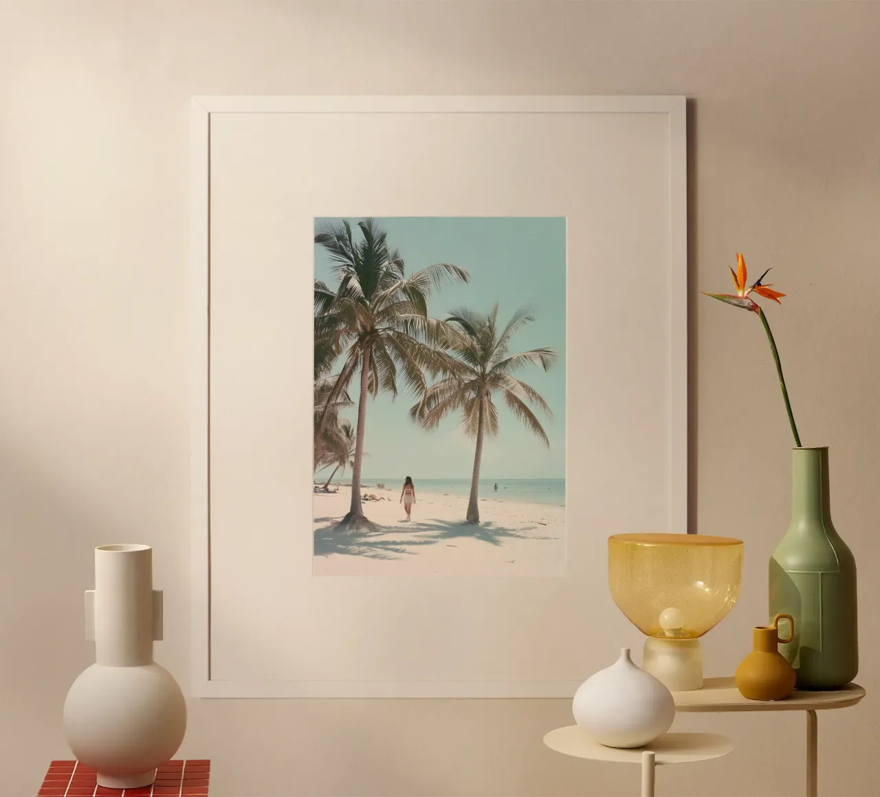 Poster d'arte costiera Palm Trees Beach Serene Ocean poster da dawnthesea