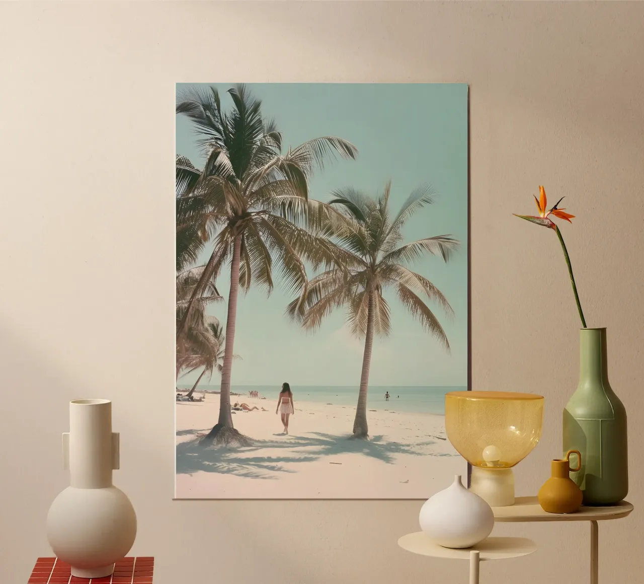 Poster d'arte costiera Palm Trees Beach Serene Ocean poster da dawnthesea
