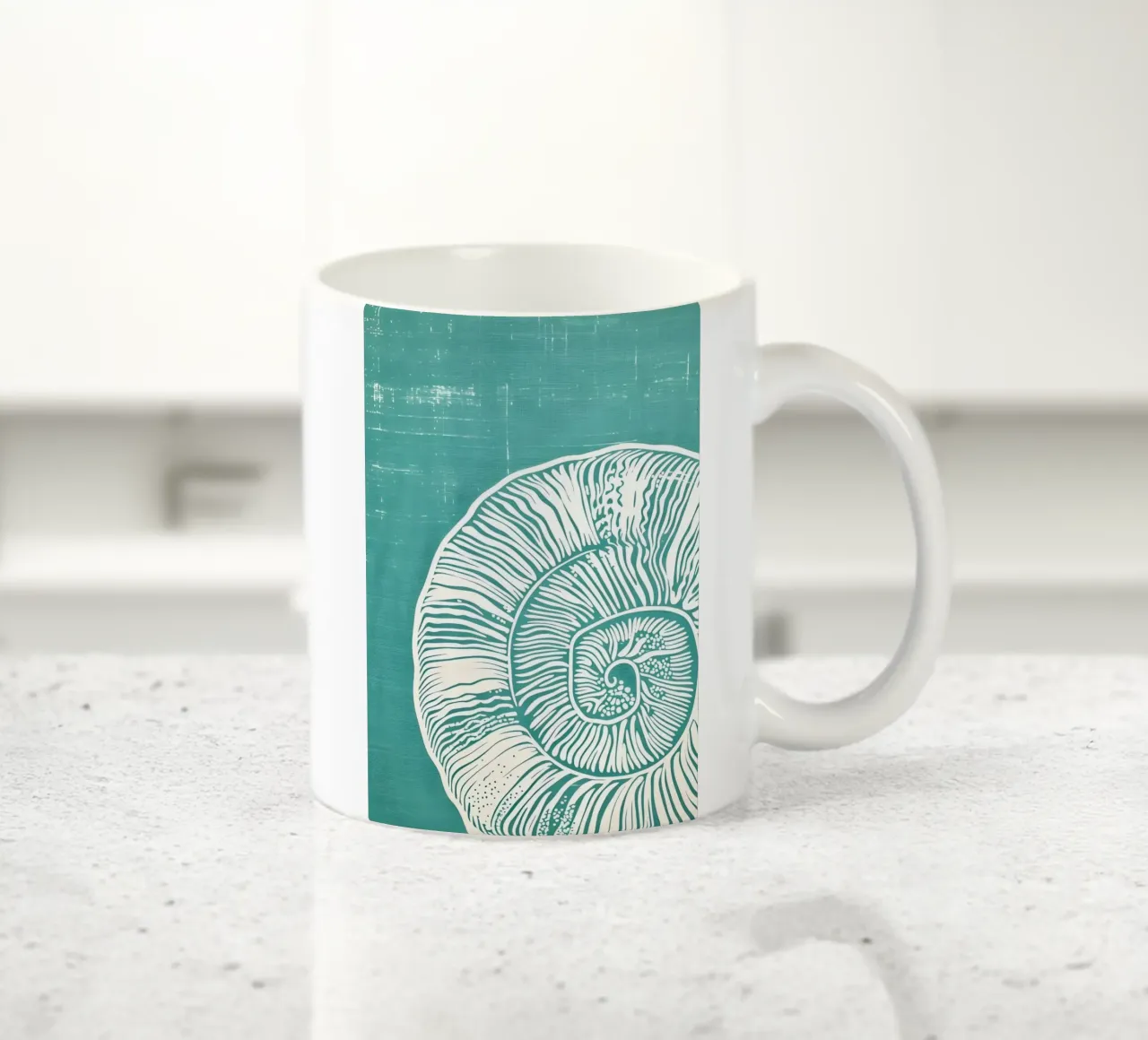Nautilus schelp abstracte kunst - moderne kustprint keramische mok van dawnthesea