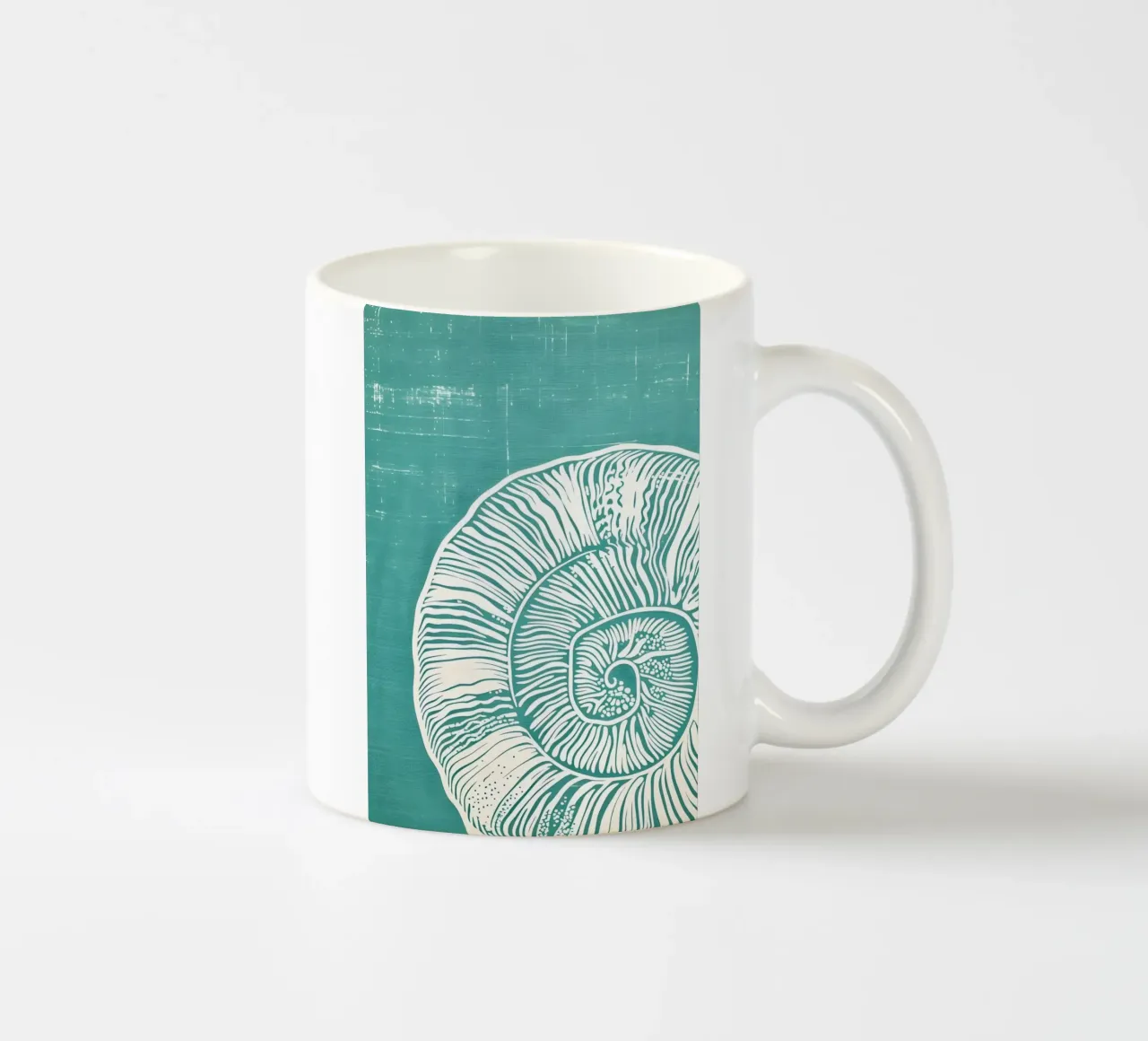 Nautilus schelp abstracte kunst - moderne kustprint keramische mok van dawnthesea