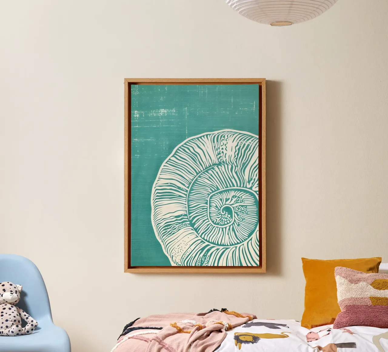 Nautilus schelp abstracte kunst - moderne kustprint canvas met Baklijst van dawnthesea