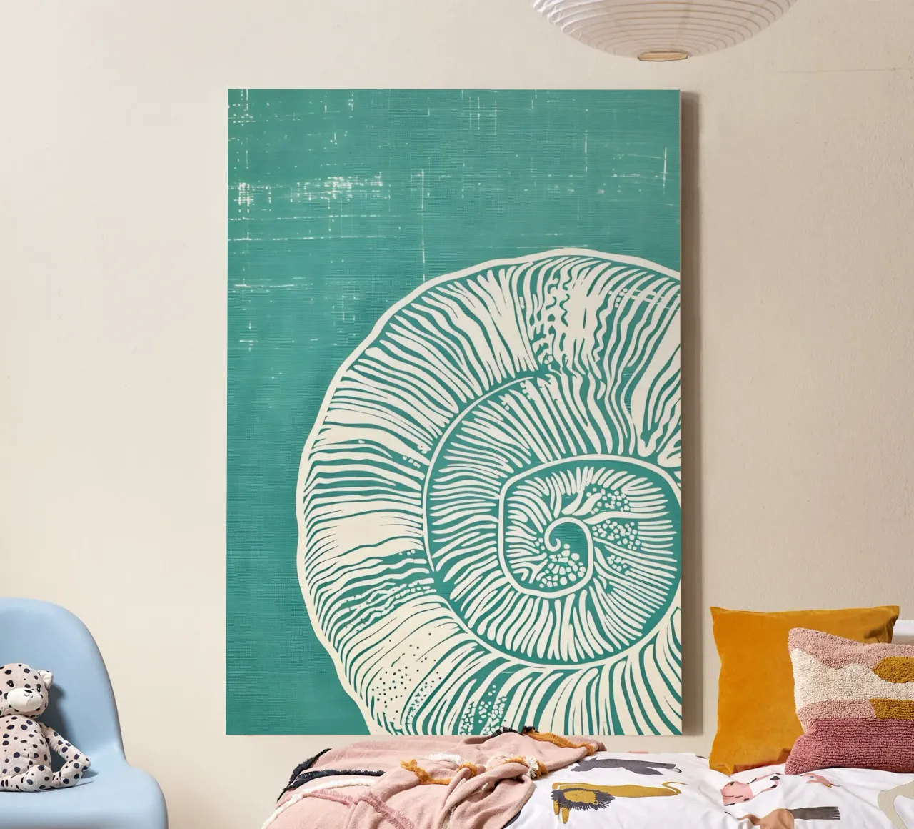 Nautilus schelp abstracte kunst - moderne kustprint canvas met Baklijst van dawnthesea