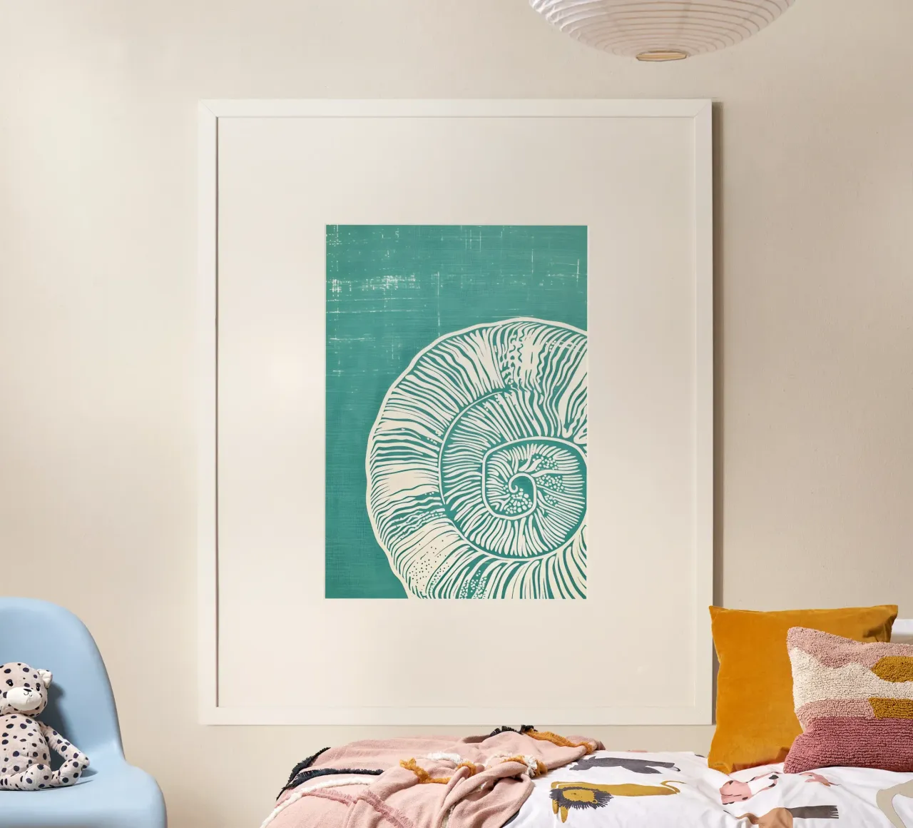 Nautilus schelp abstracte kunst - moderne kustprint poster met aluminium frame van dawnthesea