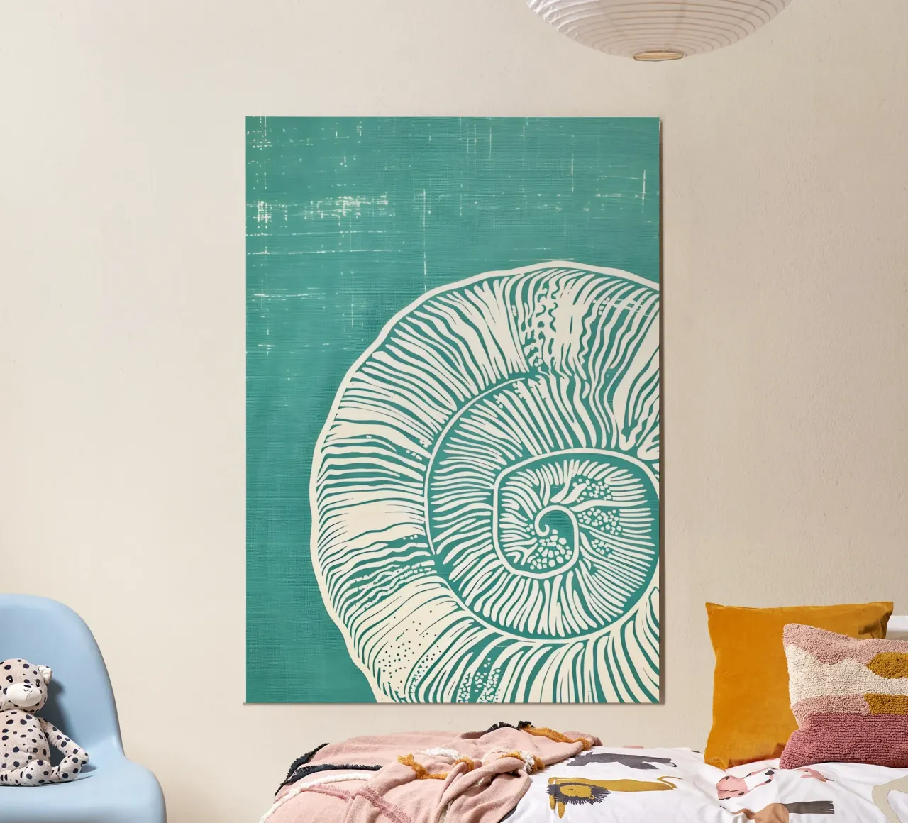 Nautilus schelp abstracte kunst - moderne kustprint poster met aluminium frame van dawnthesea