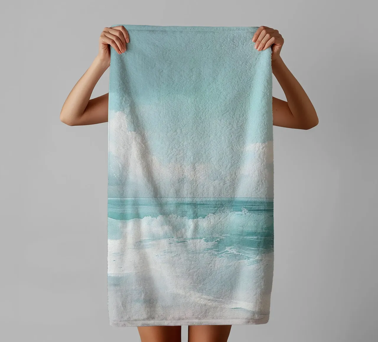Rustige oceaangolven - Minimalistisch kustgezicht badhanddoek van dawnthesea
