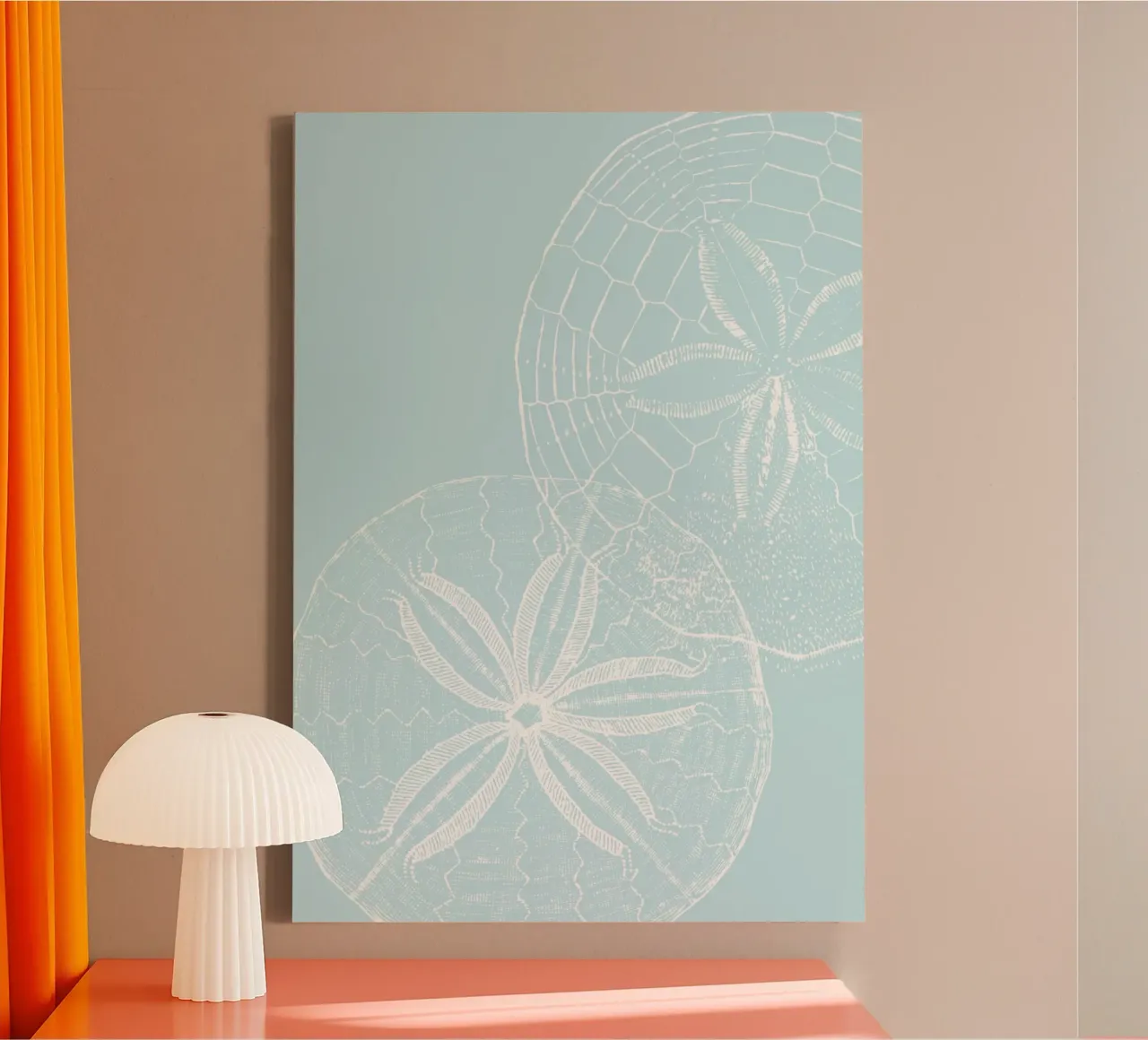 Sand Dollar Coastal Art - Minimalist Beach House Print canvas with Floater frame by dawnthesea
