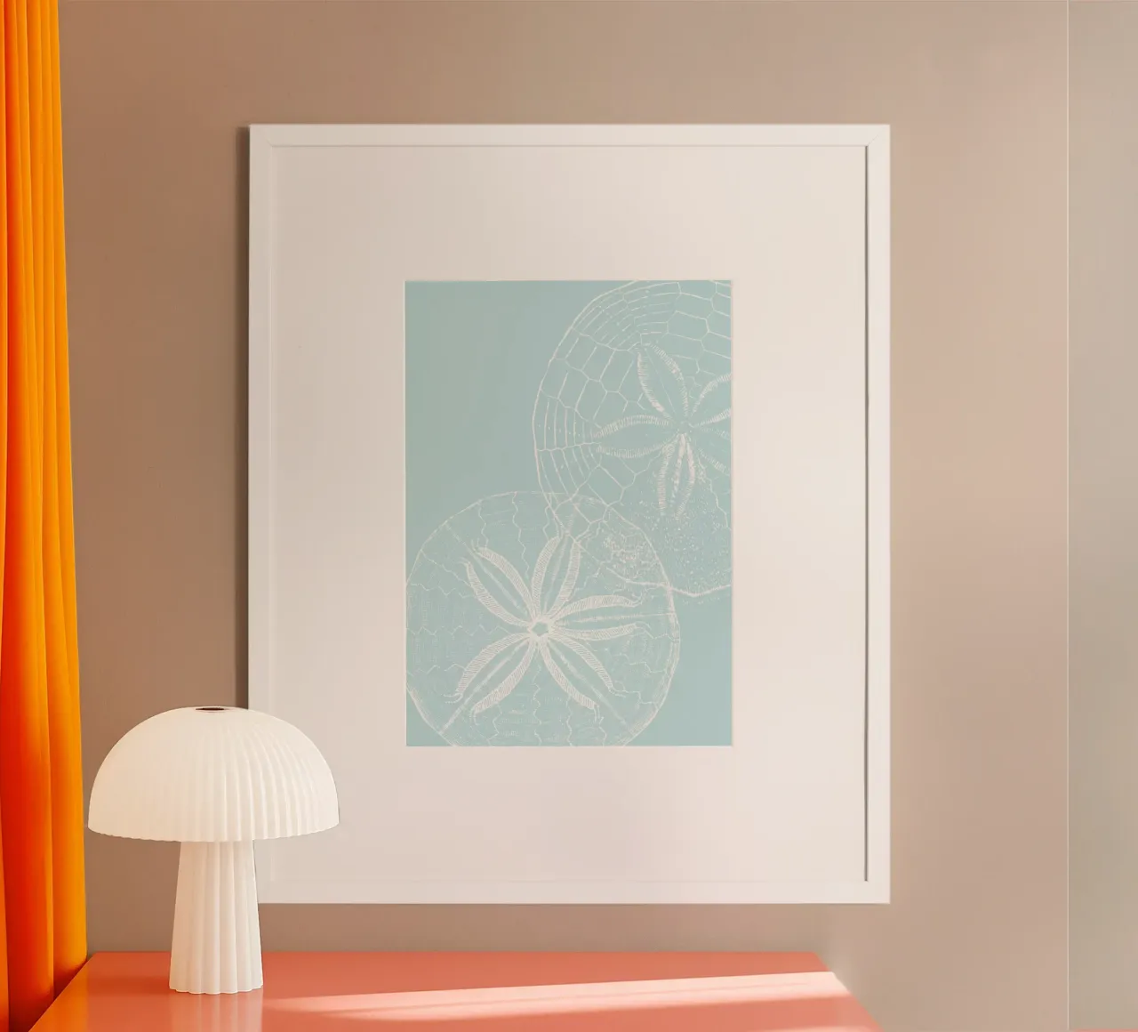 Sand Dollar Coastal Art - Minimalist Beach House Print poster by dawnthesea