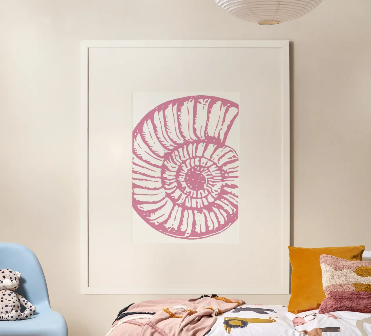 Pink Nautilus Shell Print - Modern Coastal Minimalist Art poster by dawnthesea