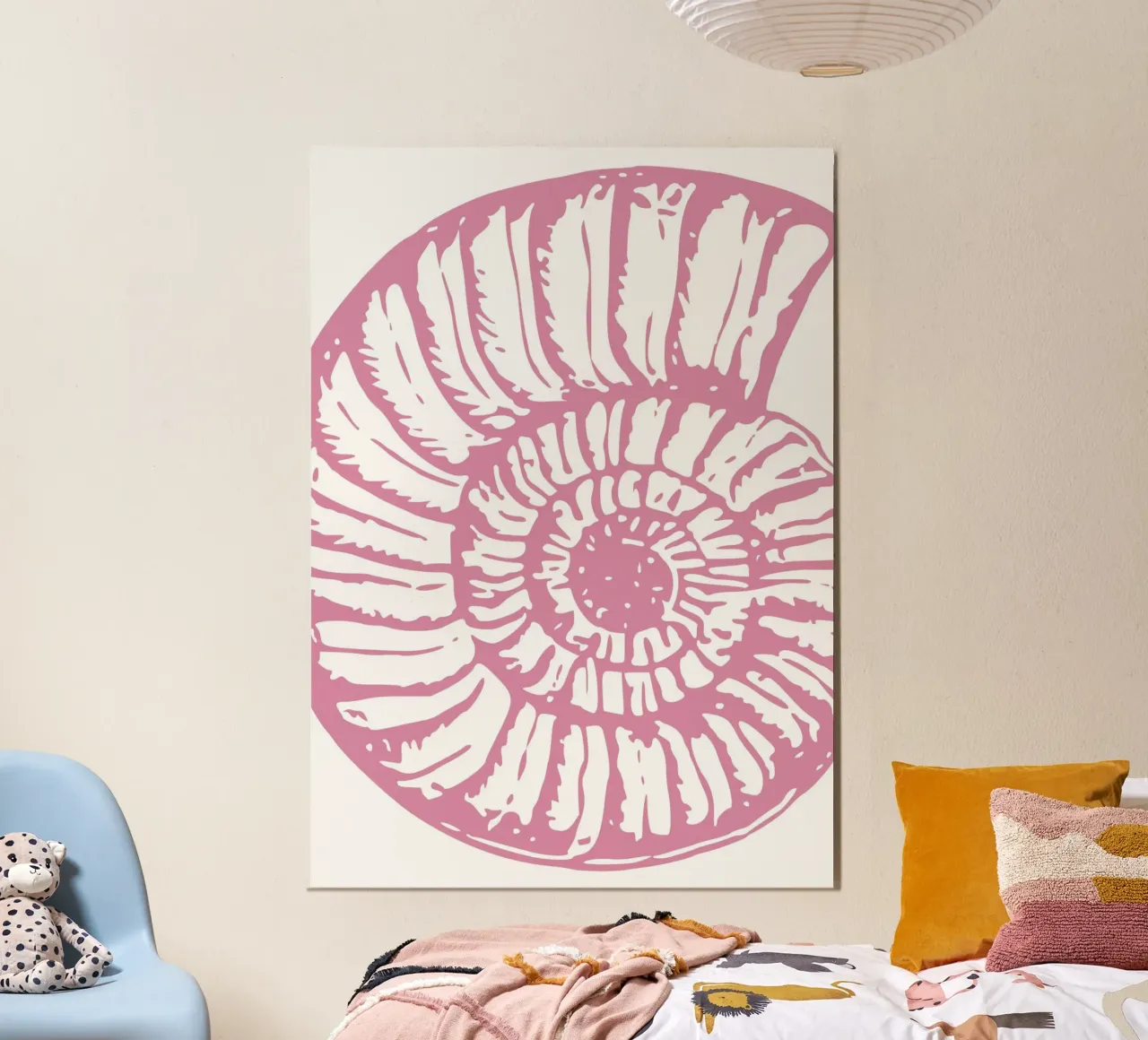 Pink Nautilus Shell Print - Modern Coastal Minimalist Art poster by dawnthesea
