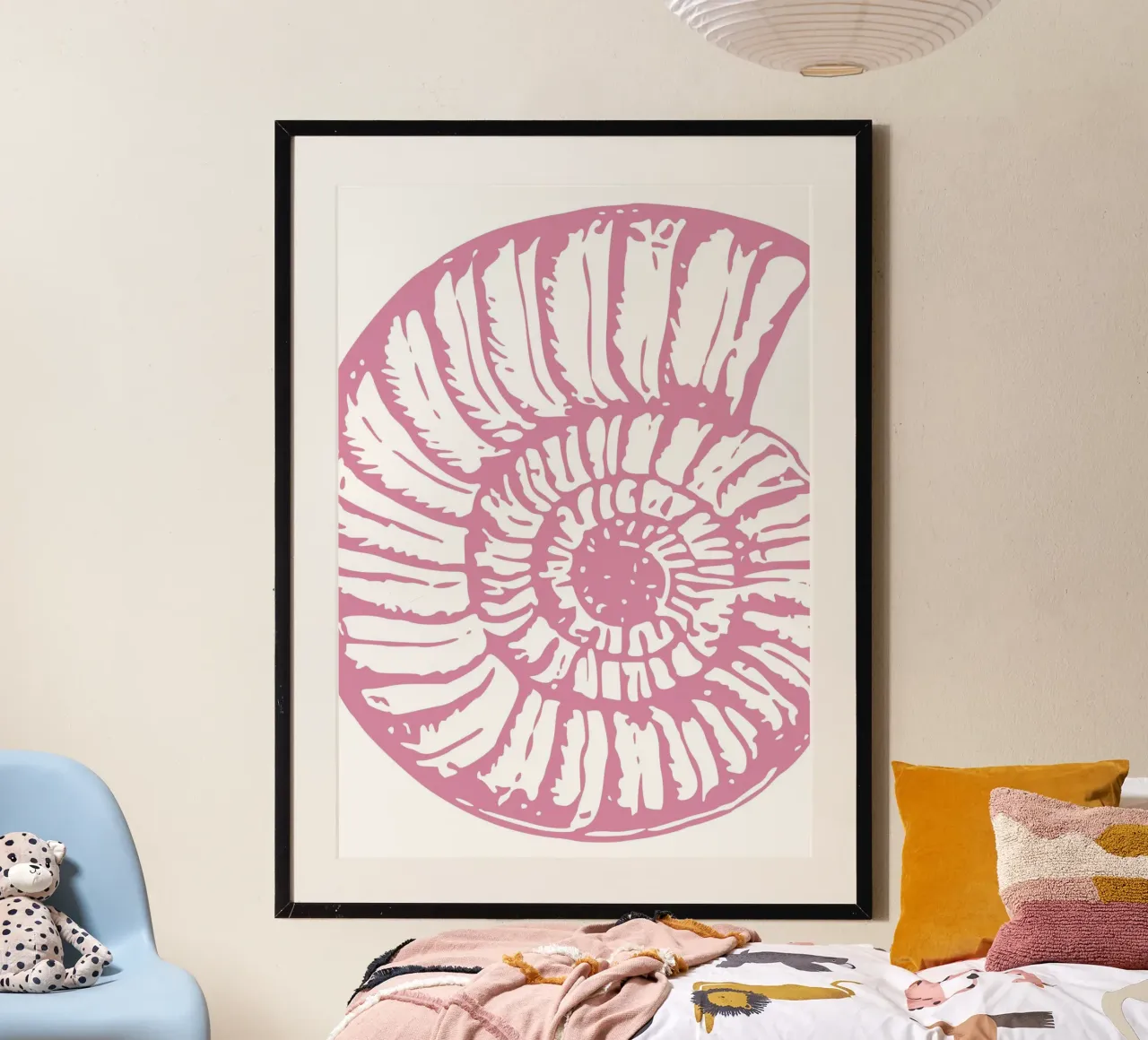 Pink Nautilus Shell Print - Modern Coastal Minimalist Art poster by dawnthesea