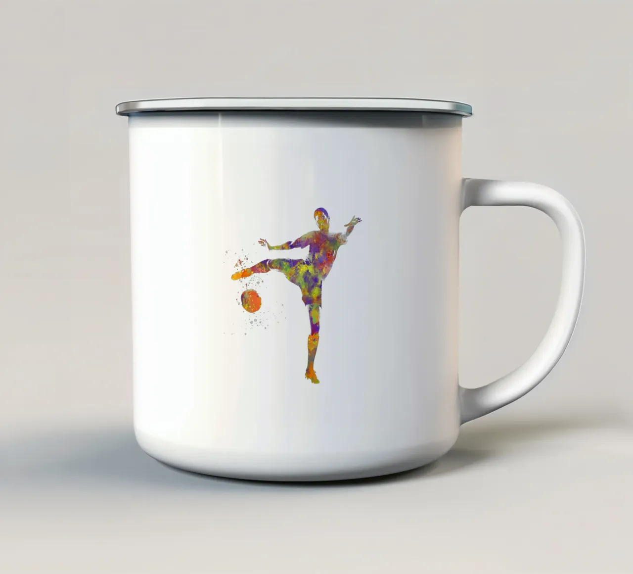 Giocatore di calcio ad acquerello tazza in smalto da ⚽ Sports Pulse