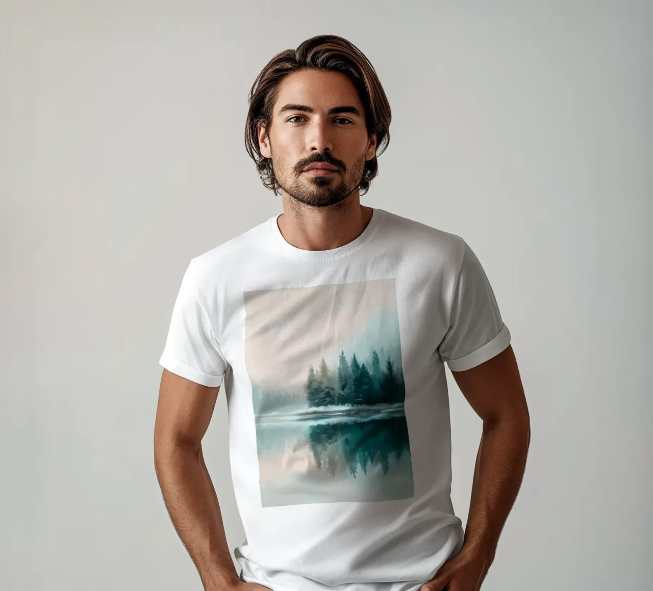 Whispers in the Fog - A Winter Lake Scene t-shirt da Dune