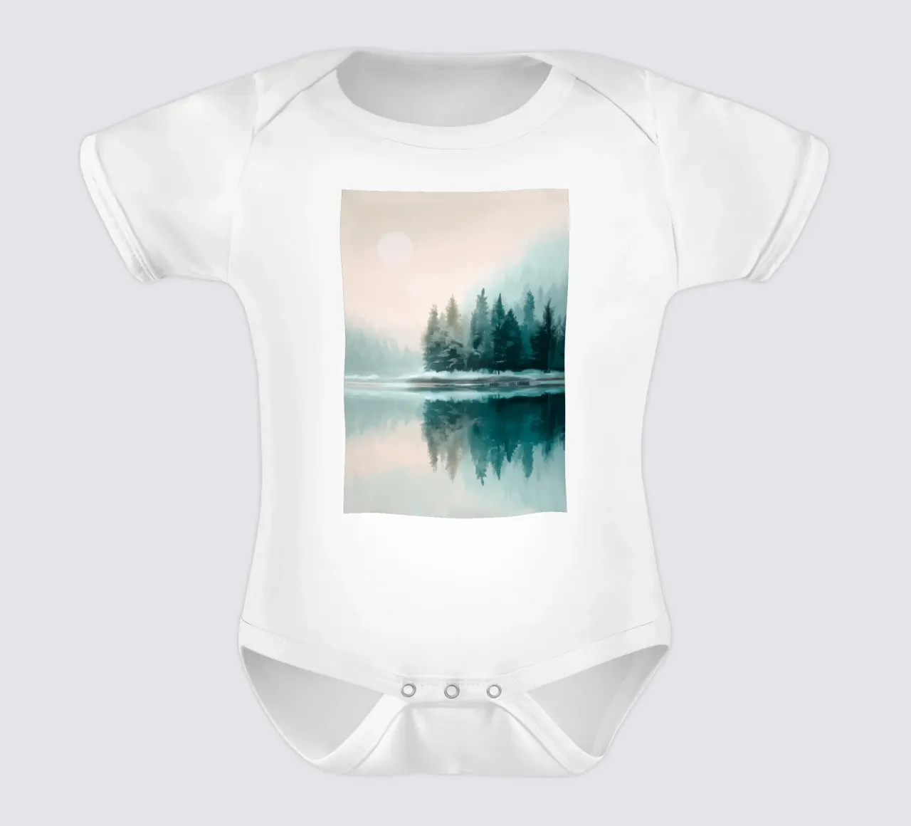 Whispers in the Fog - A Winter Lake Scene body neonato maniche corte da Dune