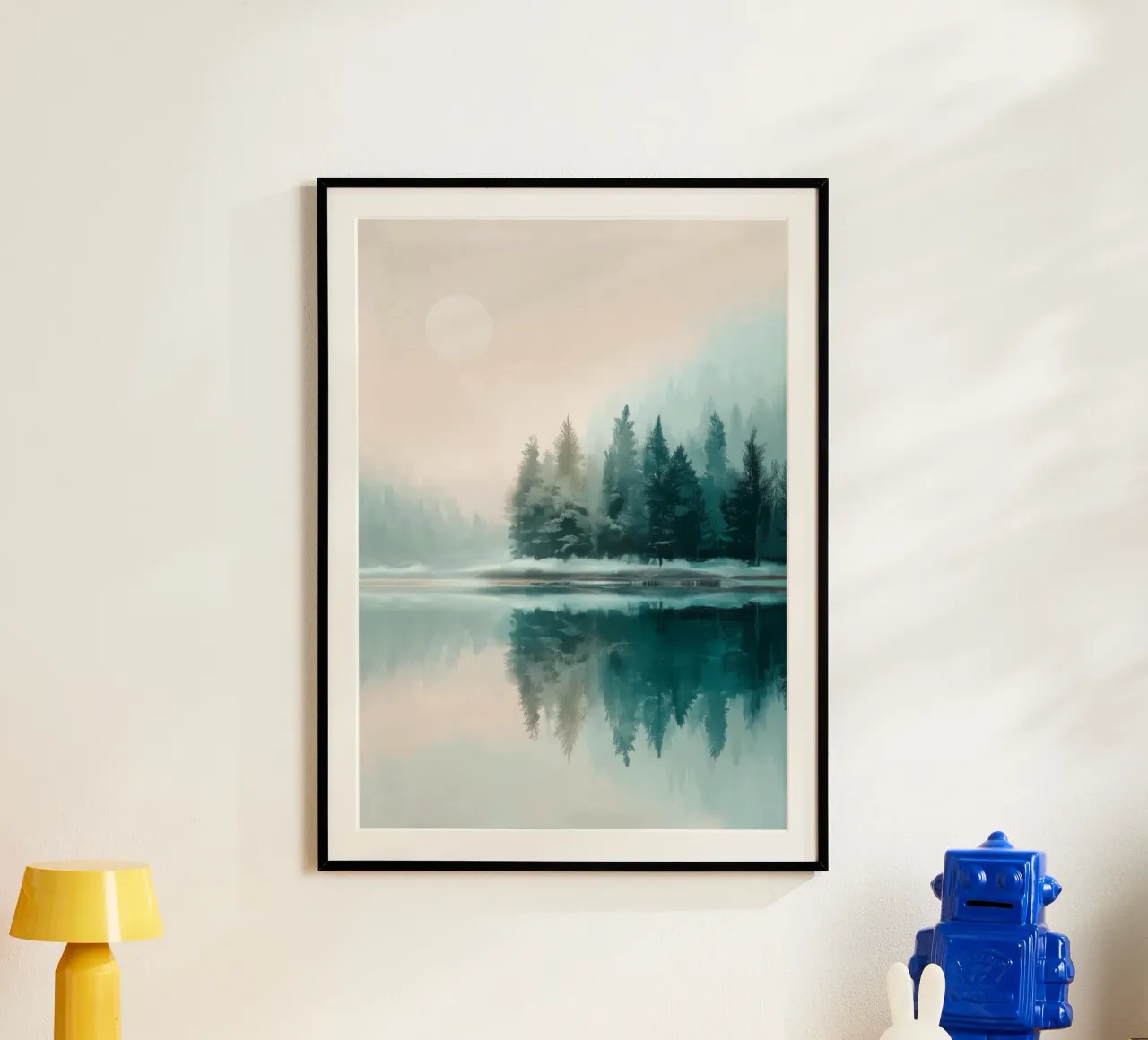 Whispers in the Fog - A Winter Lake Scene poster da Dune