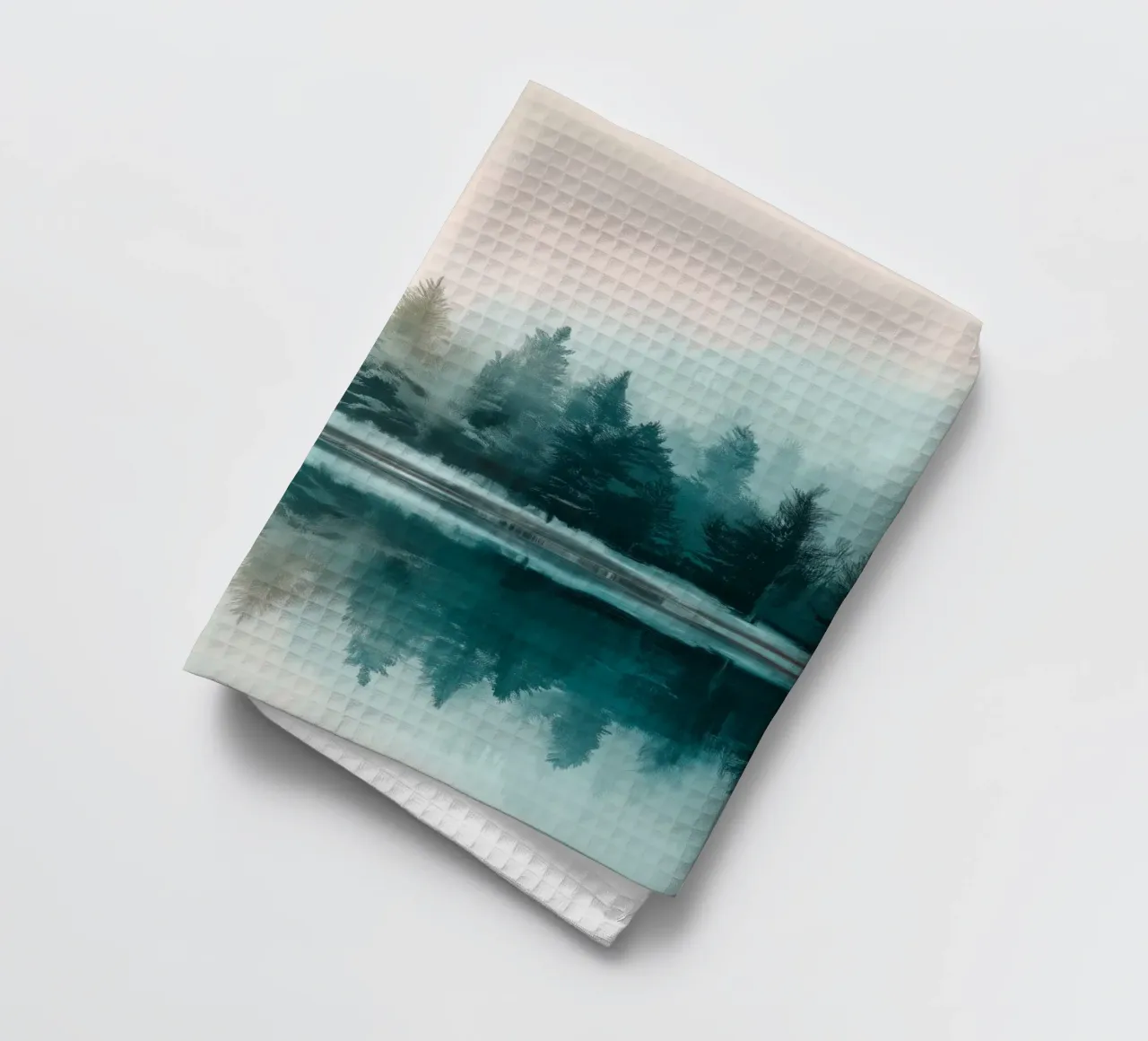 Whispers in the Fog - A Winter Lake Scene paño de cocina de Dune