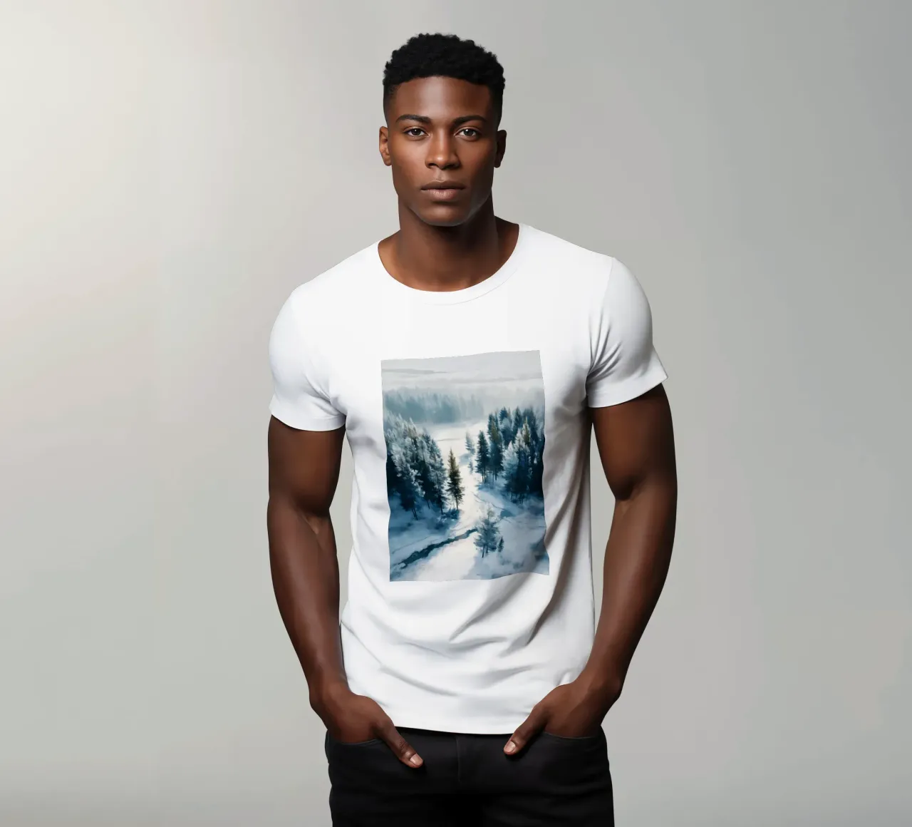 Between the Pines - A Quiet Journey Through Snow t-shirt da Dune