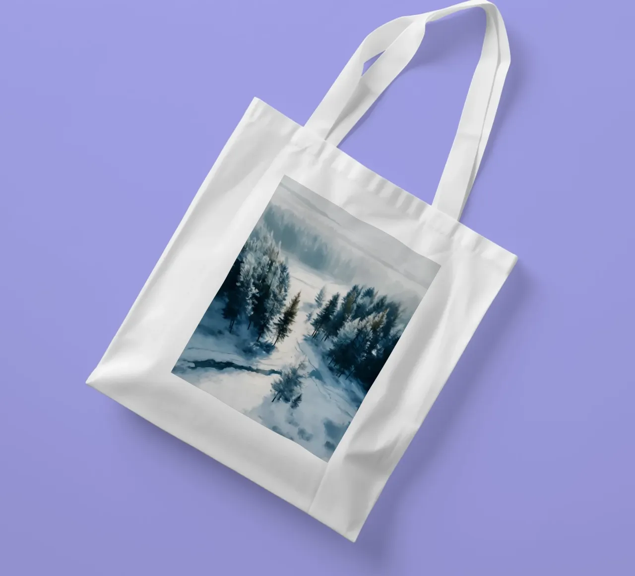Between the Pines - A Quiet Journey Through Snow tote bag de Dune