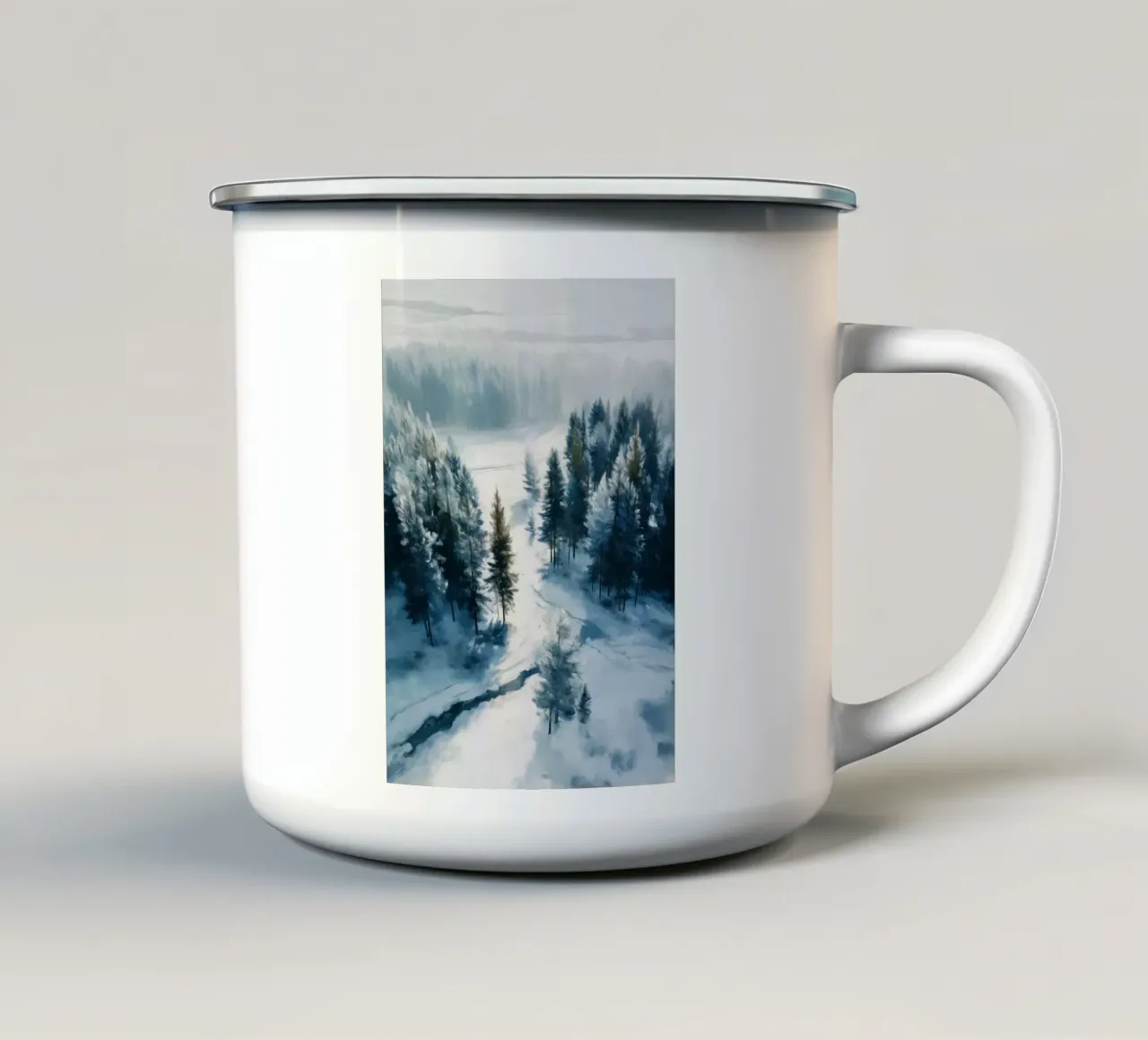 Between the Pines - A Quiet Journey Through Snow tazza in smalto da Dune