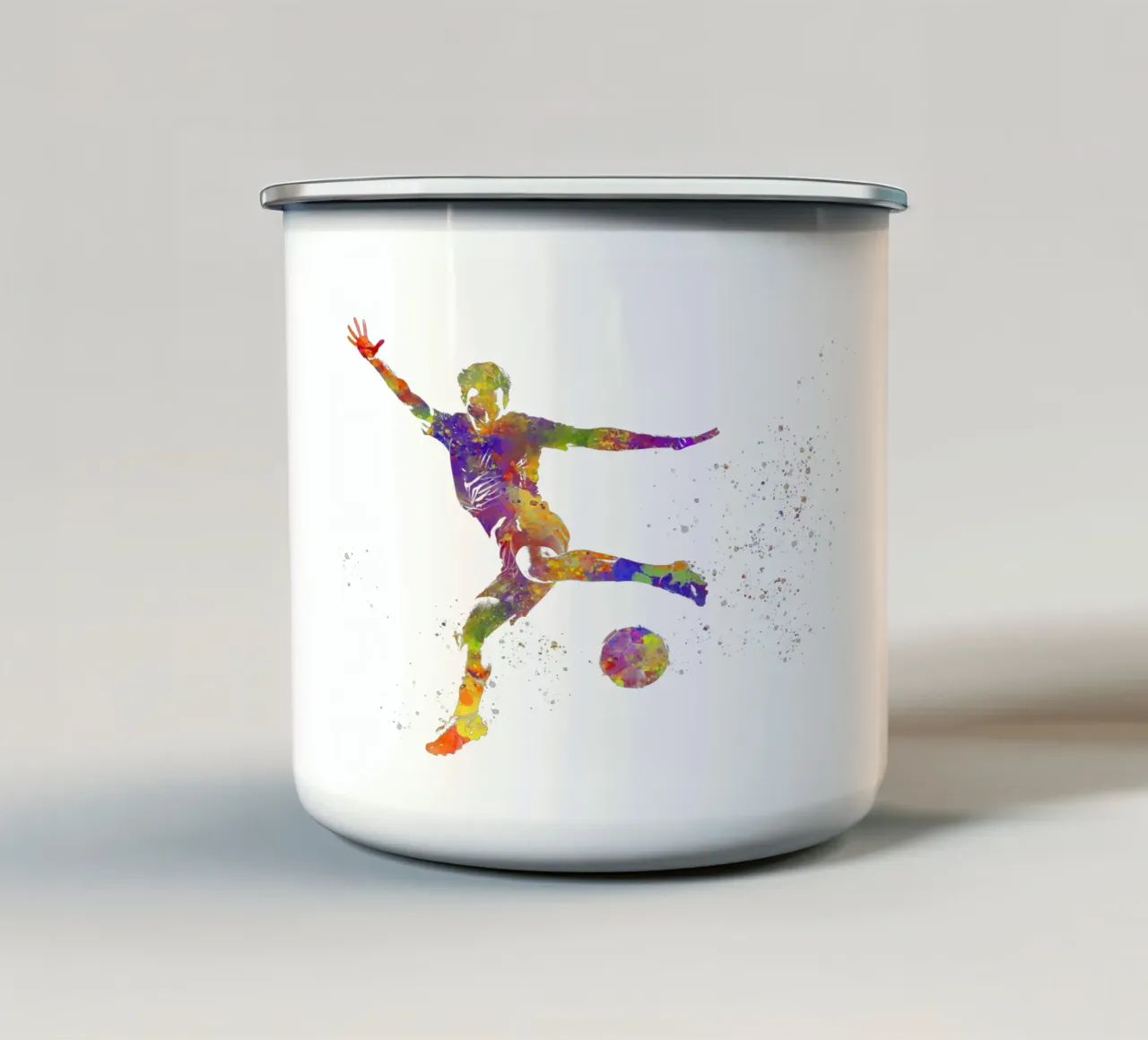 Giocatore di calcio ad acquerello tazza in smalto da ⚽ Sports Pulse