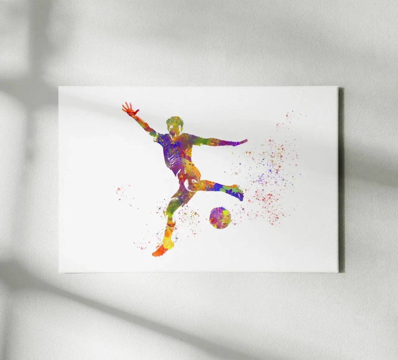 Giocatore di calcio ad acquerello tela con Cornice a cassetta da ⚽ Sports Pulse