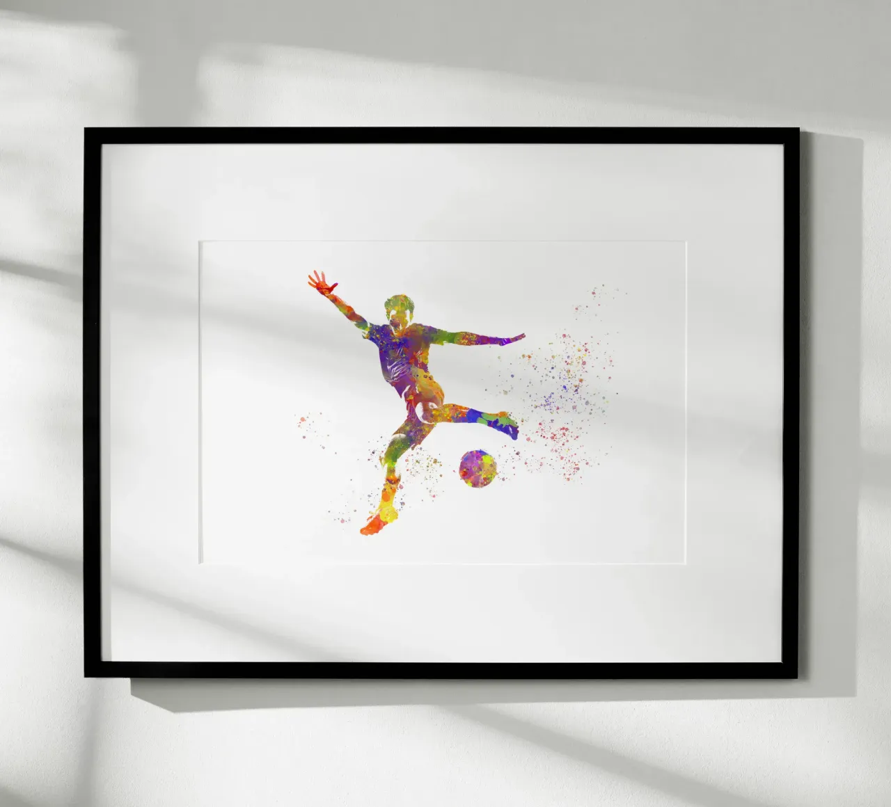 Giocatore di calcio ad acquerello poster con telaio in alluminio da ⚽ Sports Pulse