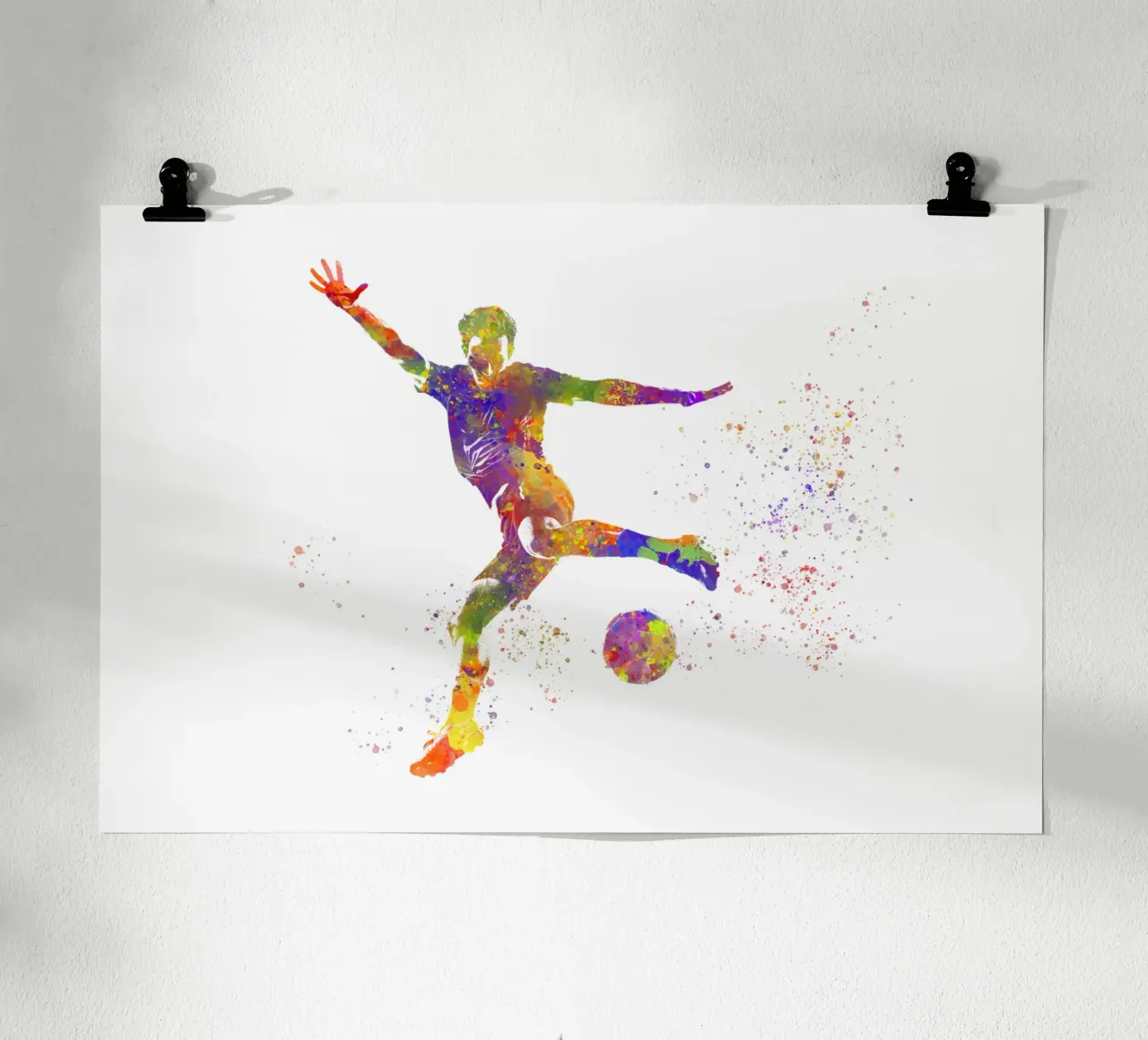 Giocatore di calcio ad acquerello poster con telaio in alluminio da ⚽ Sports Pulse