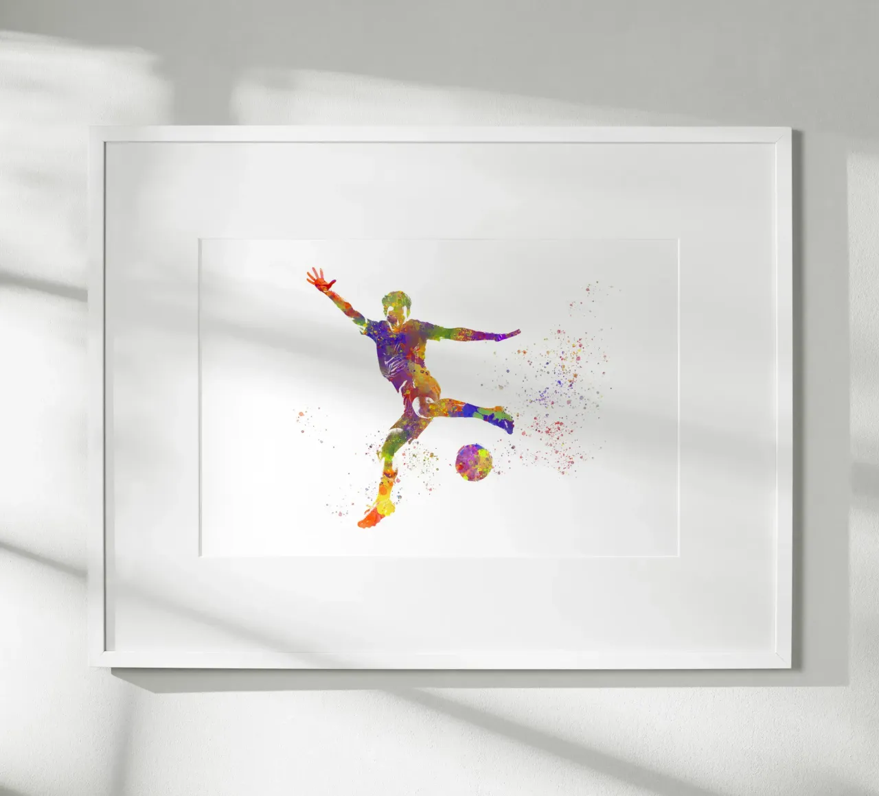 Giocatore di calcio ad acquerello poster con telaio in alluminio da ⚽ Sports Pulse