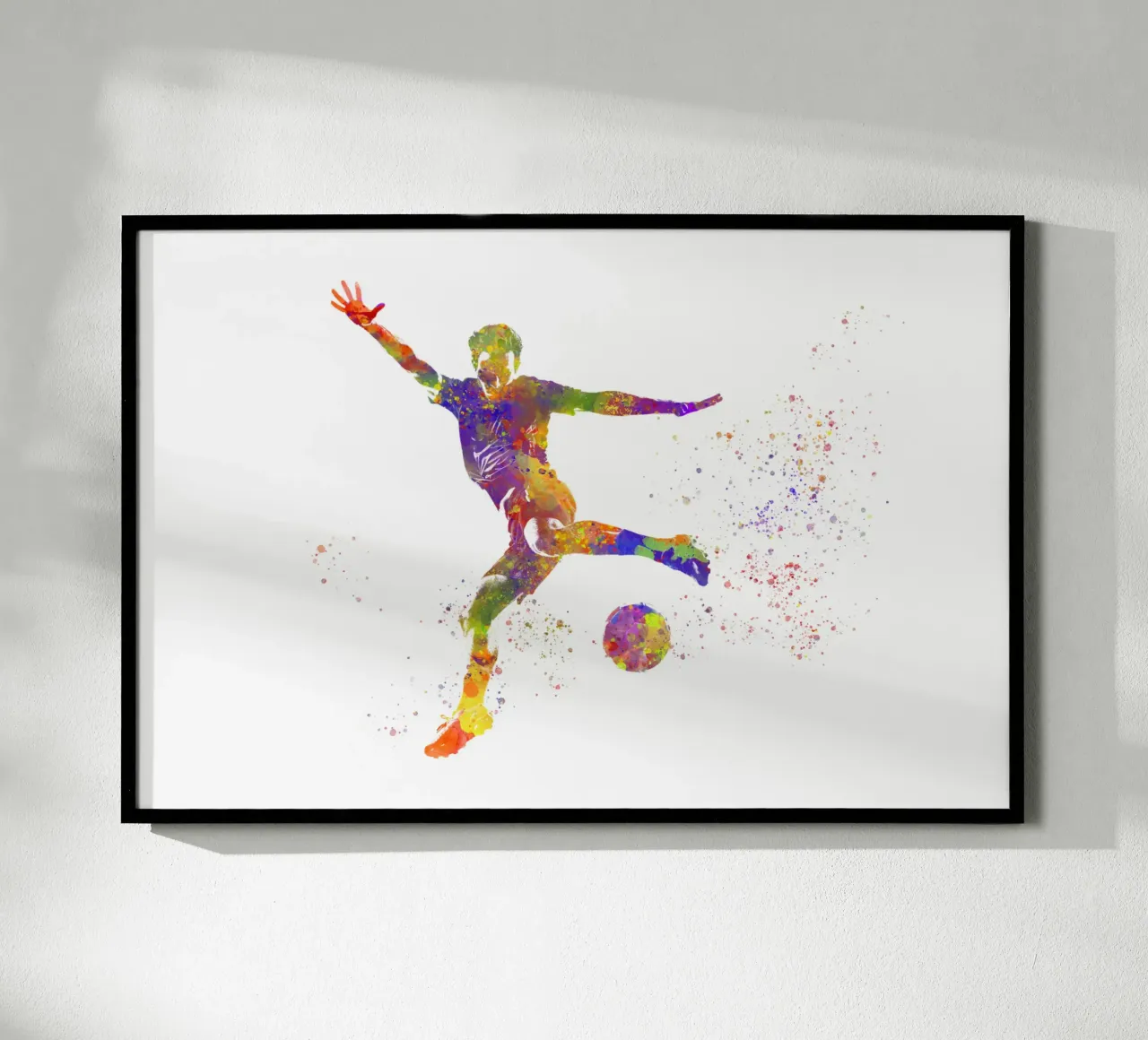 Giocatore di calcio ad acquerello poster con telaio in alluminio da ⚽ Sports Pulse