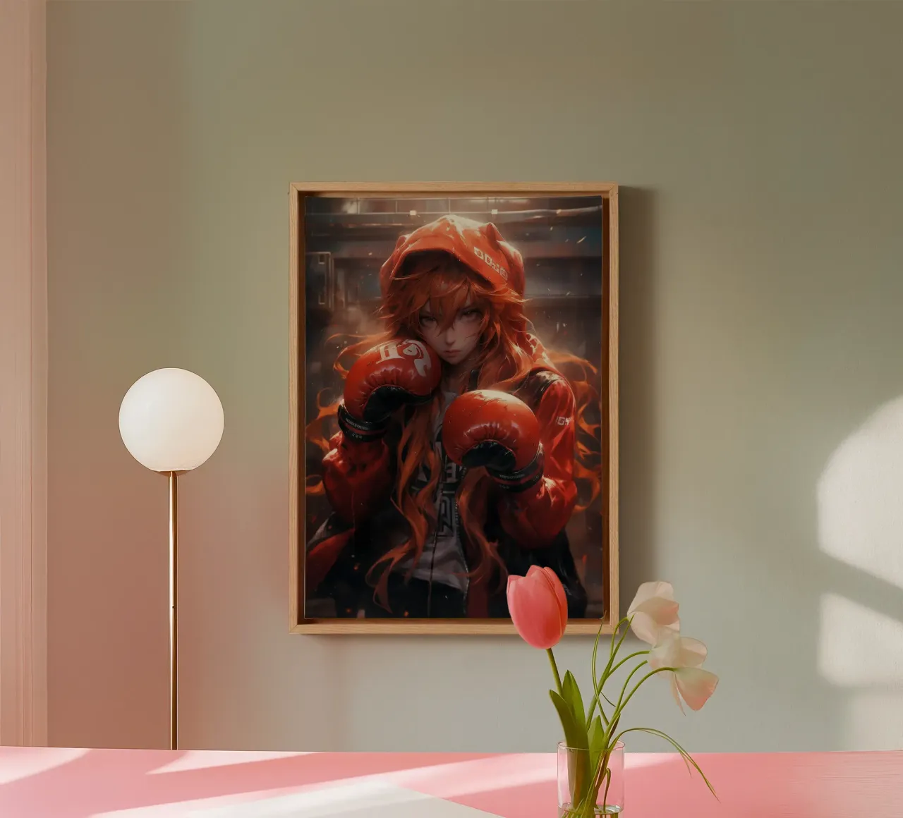 Asuka Langley Neon Genesis Evangelion Gioca a Boxe tela con Cornice a cassetta da Fleur de Lys