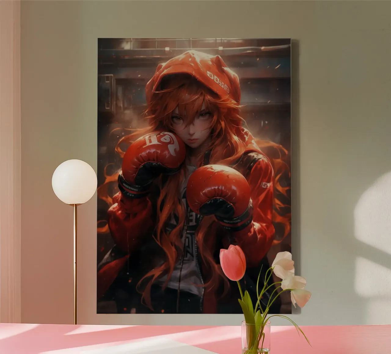 Asuka Langley Neon Genesis Evangelion Gioca a Boxe tela con Cornice a cassetta da Fleur de Lys