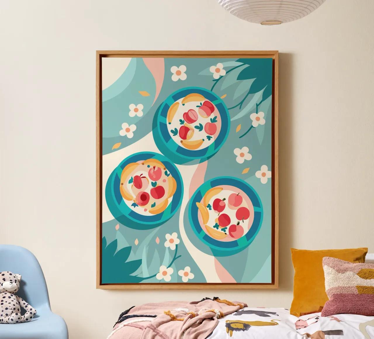 Apple on the Plate canvas with Floater frame by HAPPY SHOP