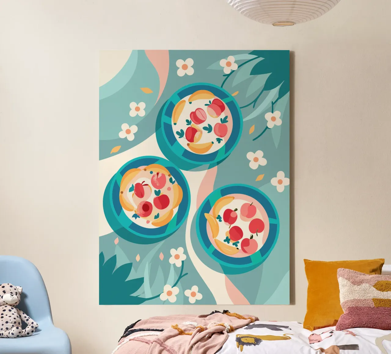Apple on the Plate canvas with Floater frame by HAPPY SHOP