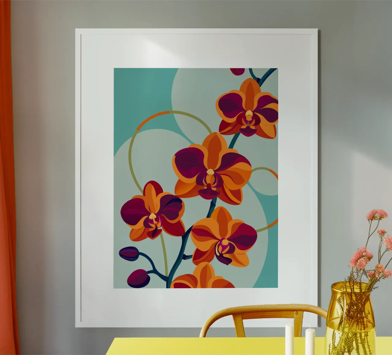 Fiore di orchidea poster con telaio in legno da HAPPY SHOP
