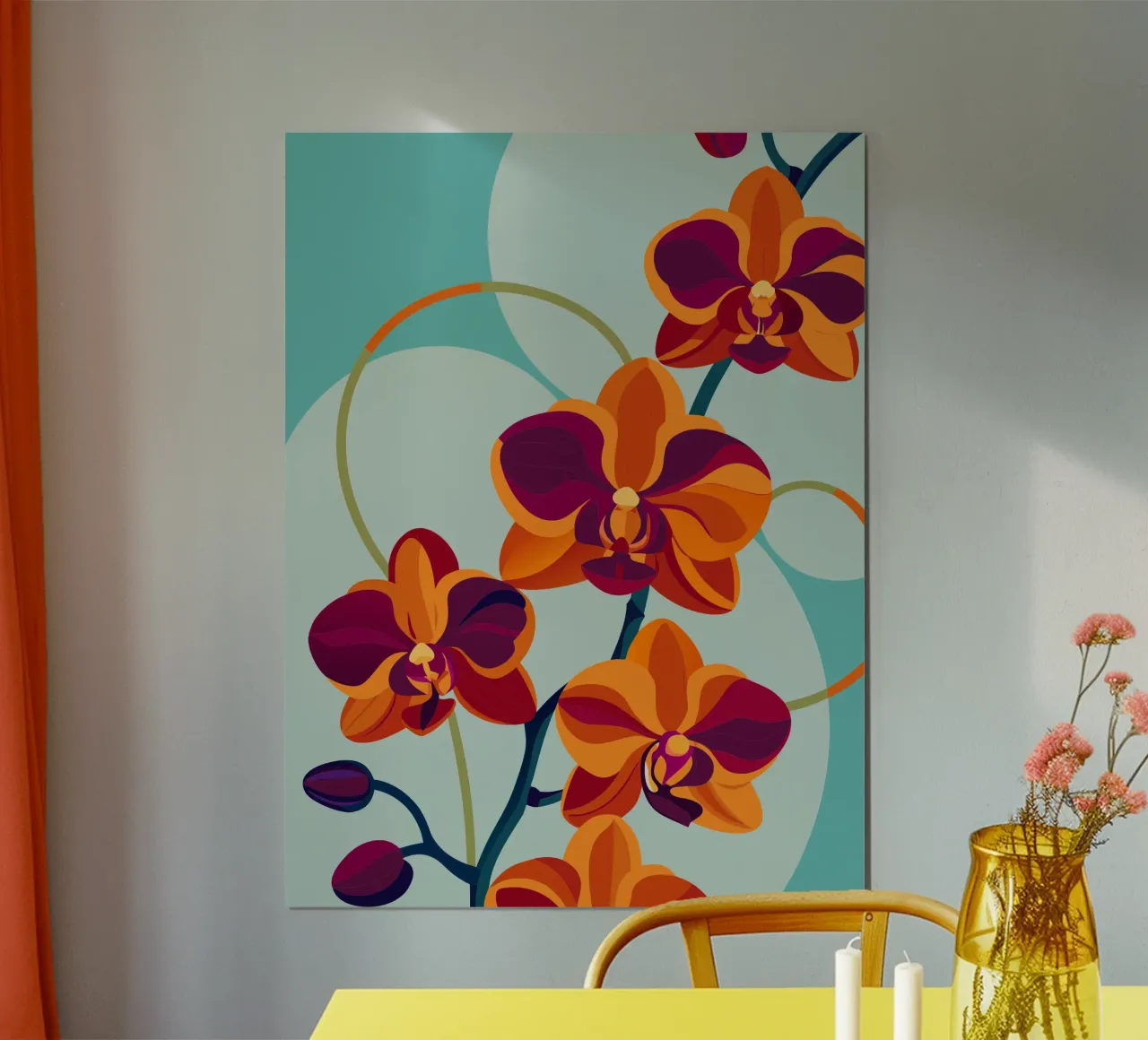 Fiore di orchidea poster con telaio in legno da HAPPY SHOP