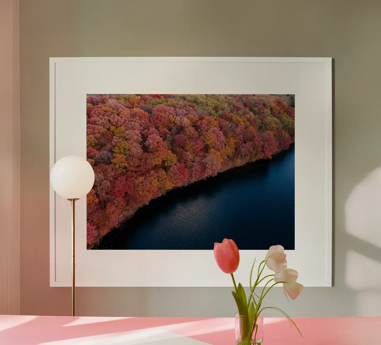 Nature wallpaper poster with wooden frame by Musadad Shop