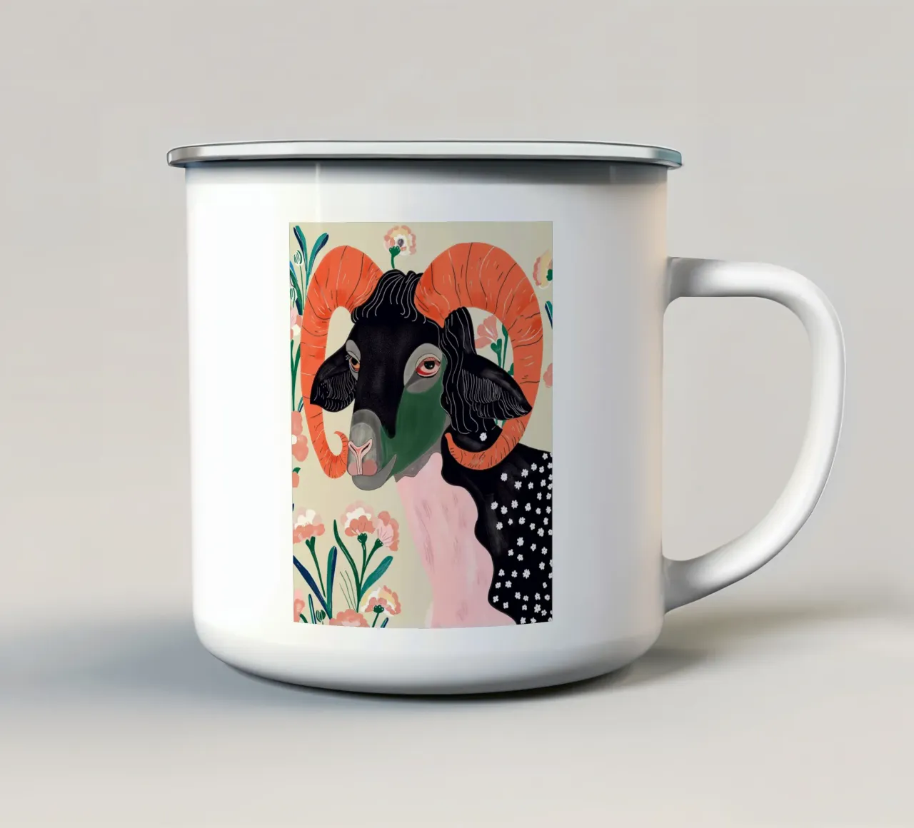 Ariete floreale tazza in smalto da ArtsySesta