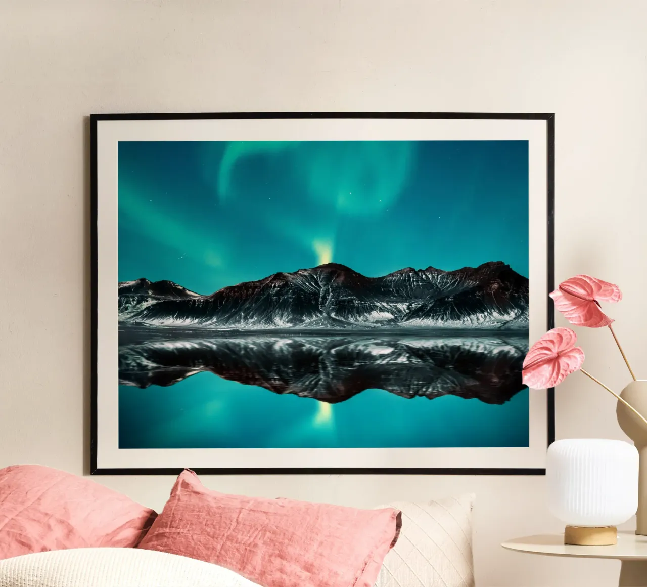 Snow mountain poster with wooden frame by Musadad Shop