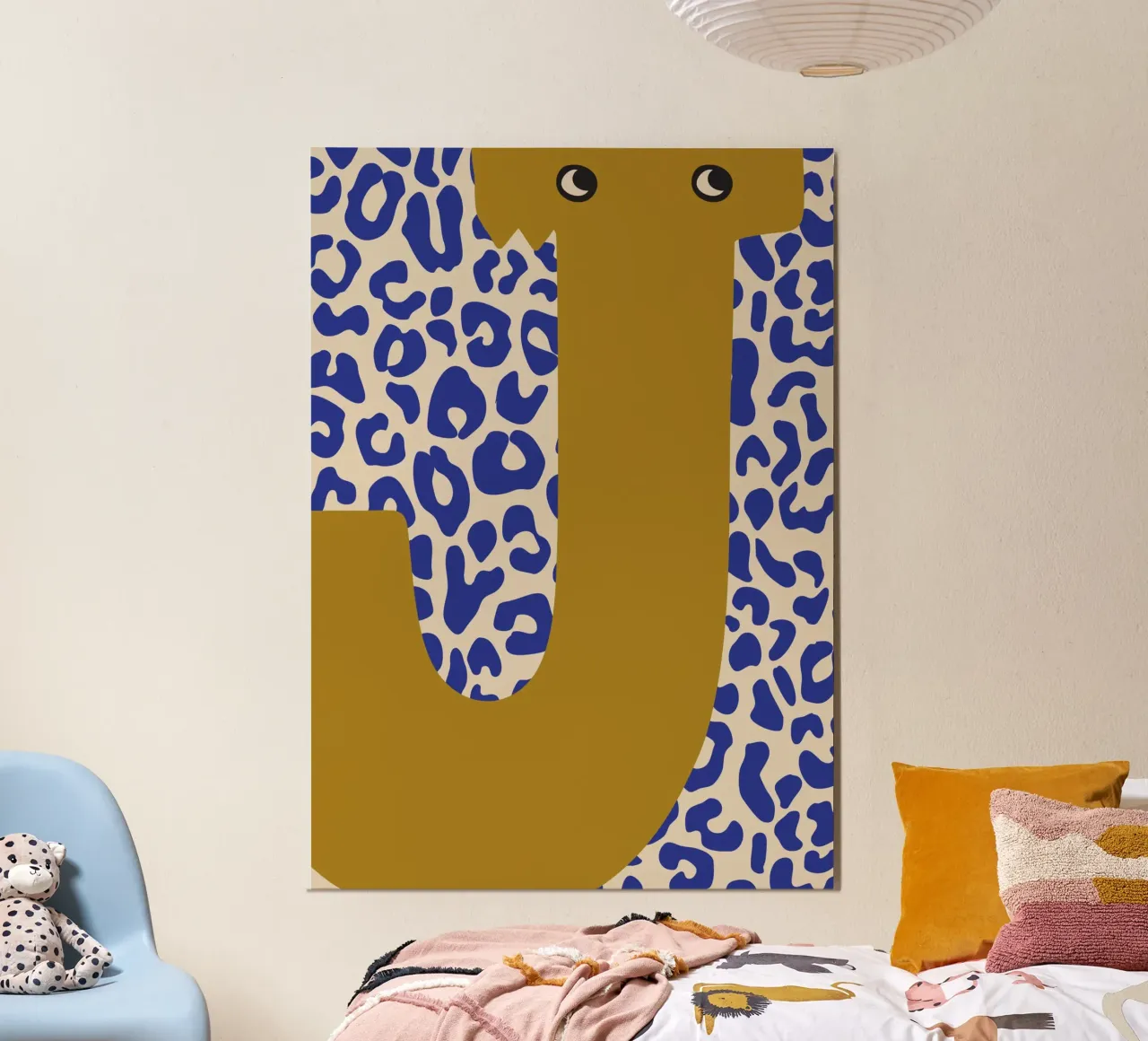 Divertente mostro lettera J con sfondo leopardato poster da ALLÉE DE PAPIER