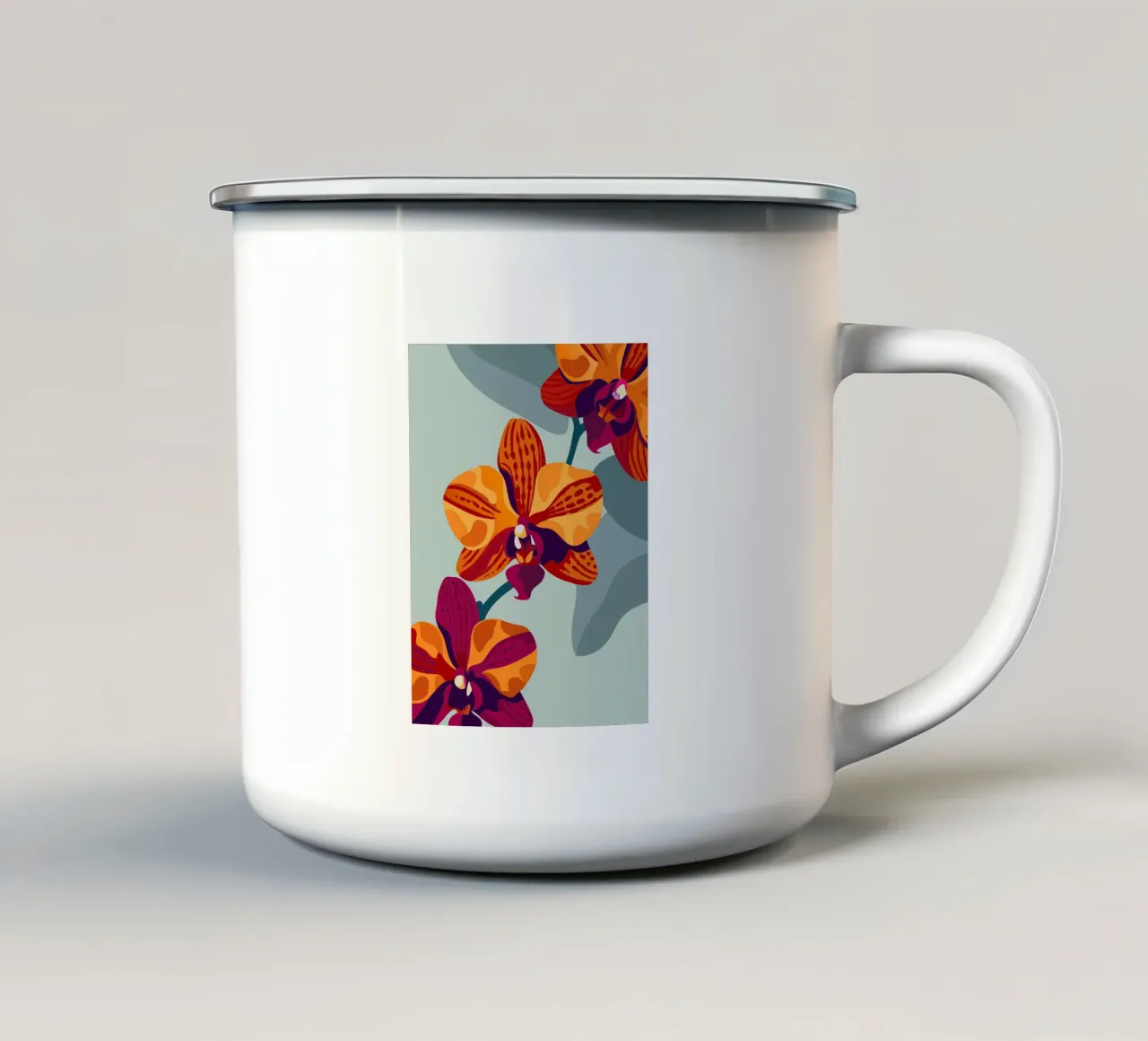 Fiore di orchidea tazza in smalto da HAPPY SHOP