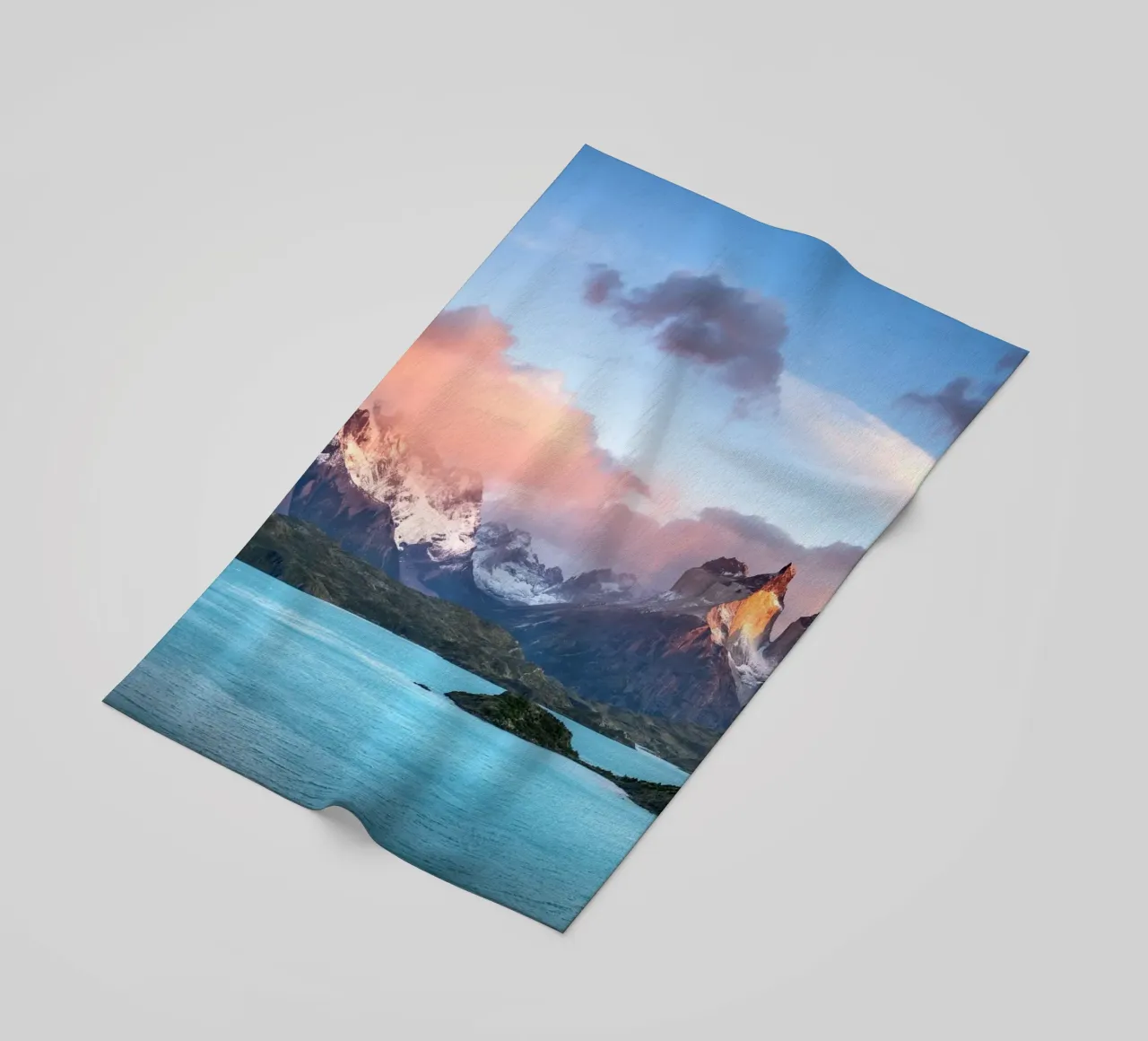 Mountain and lake beach towel by Musadad Shop
