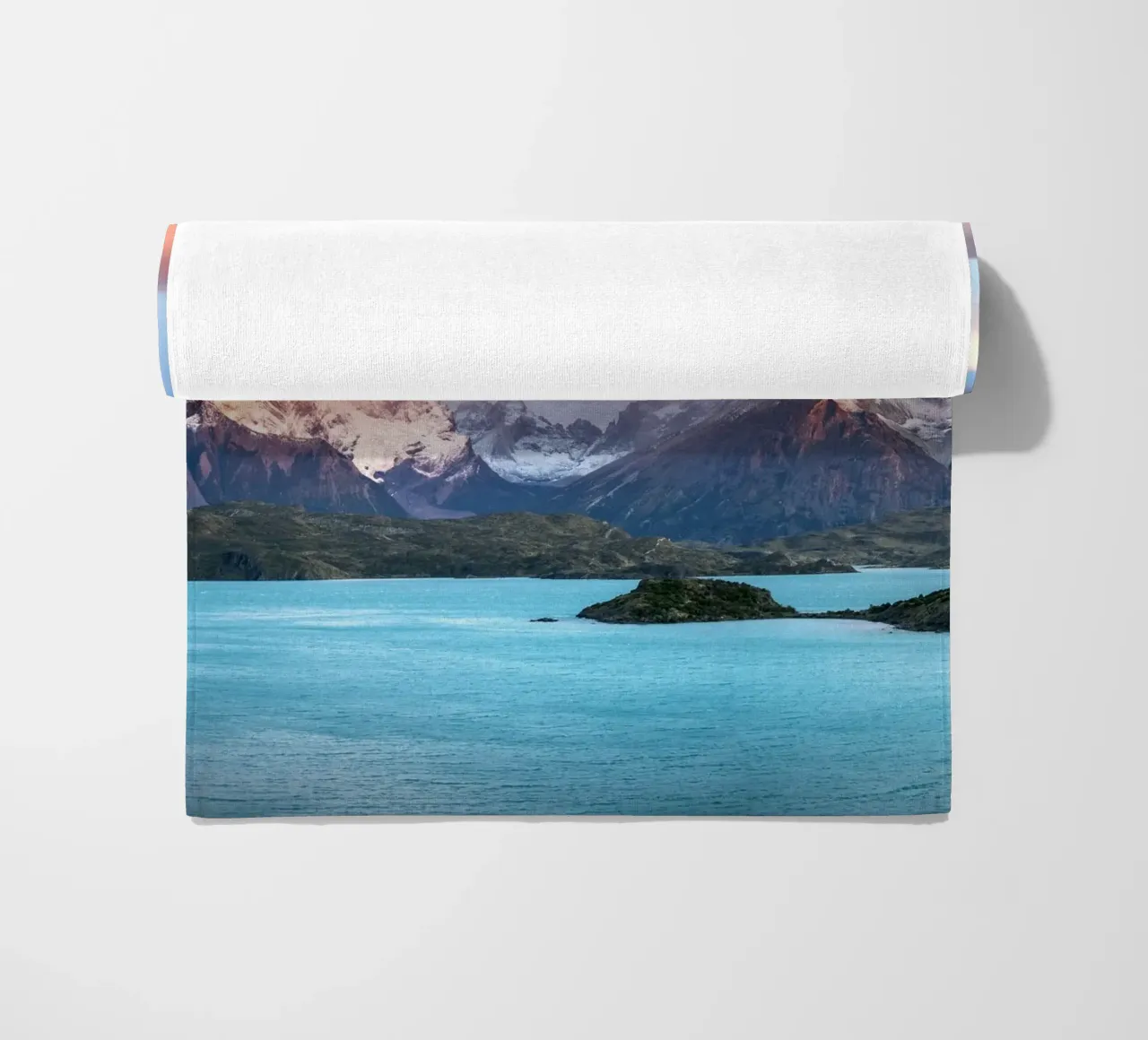Mountain and lake beach towel by Musadad Shop