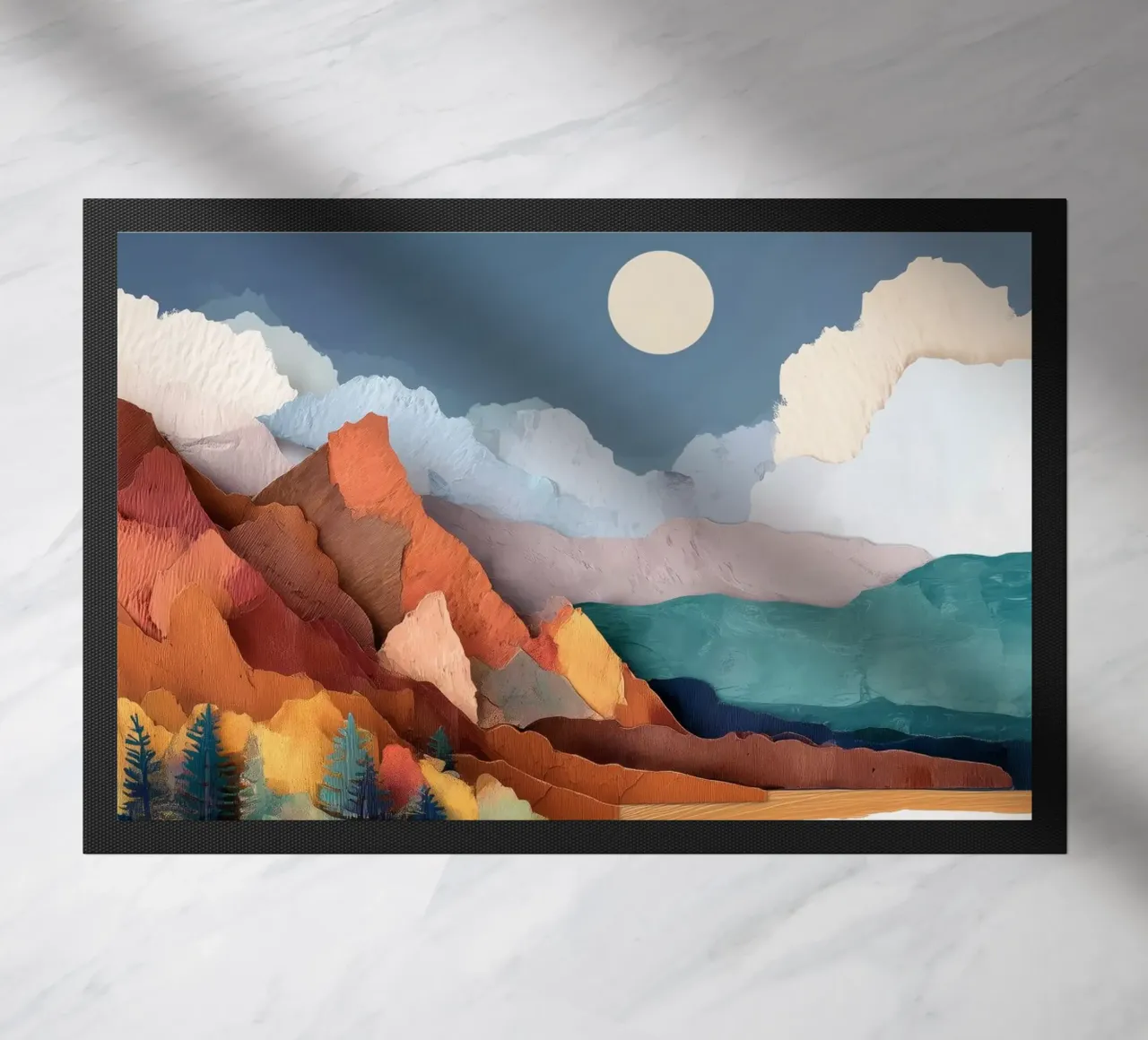 Painted Peaks - Reflections Across a Tranquil Lake zerbino da Dune