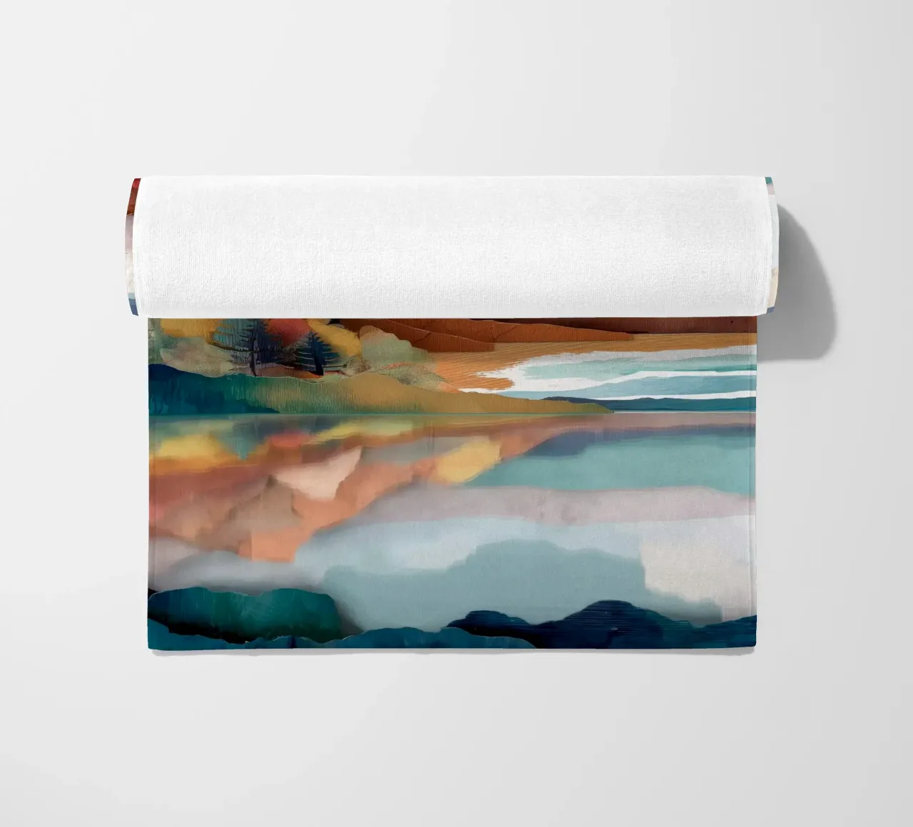 Painted Peaks - Reflections Across a Tranquil Lake telo mare da Dune