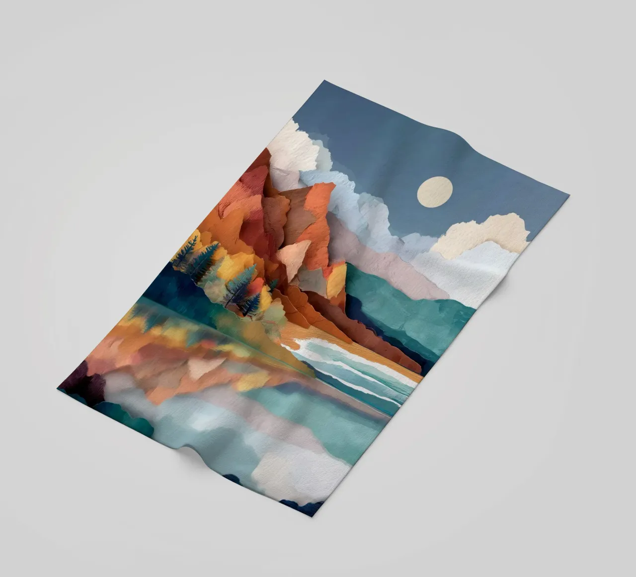Painted Peaks - Reflections Across a Tranquil Lake telo mare da Dune