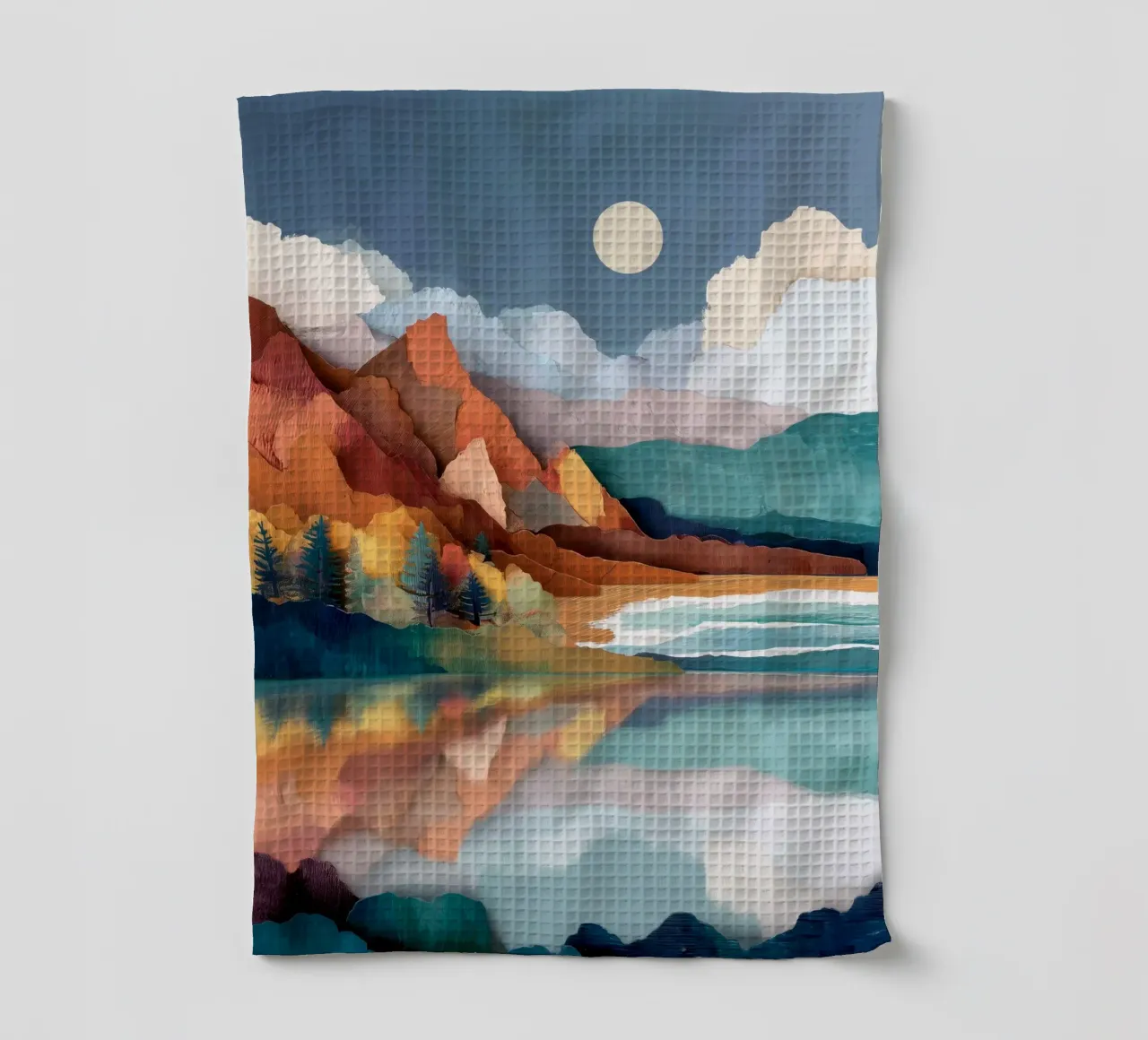 Painted Peaks - Reflections Across a Tranquil Lake canovaccio da cucina da Dune
