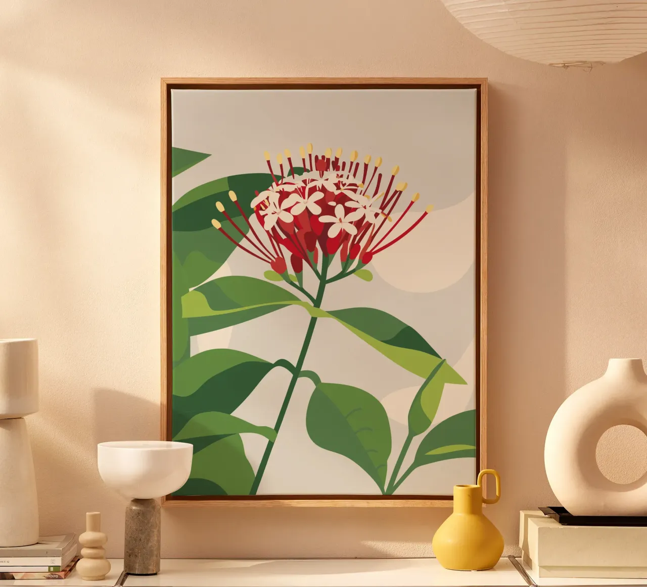 Asokabloem canvas met Baklijst van HAPPY SHOP